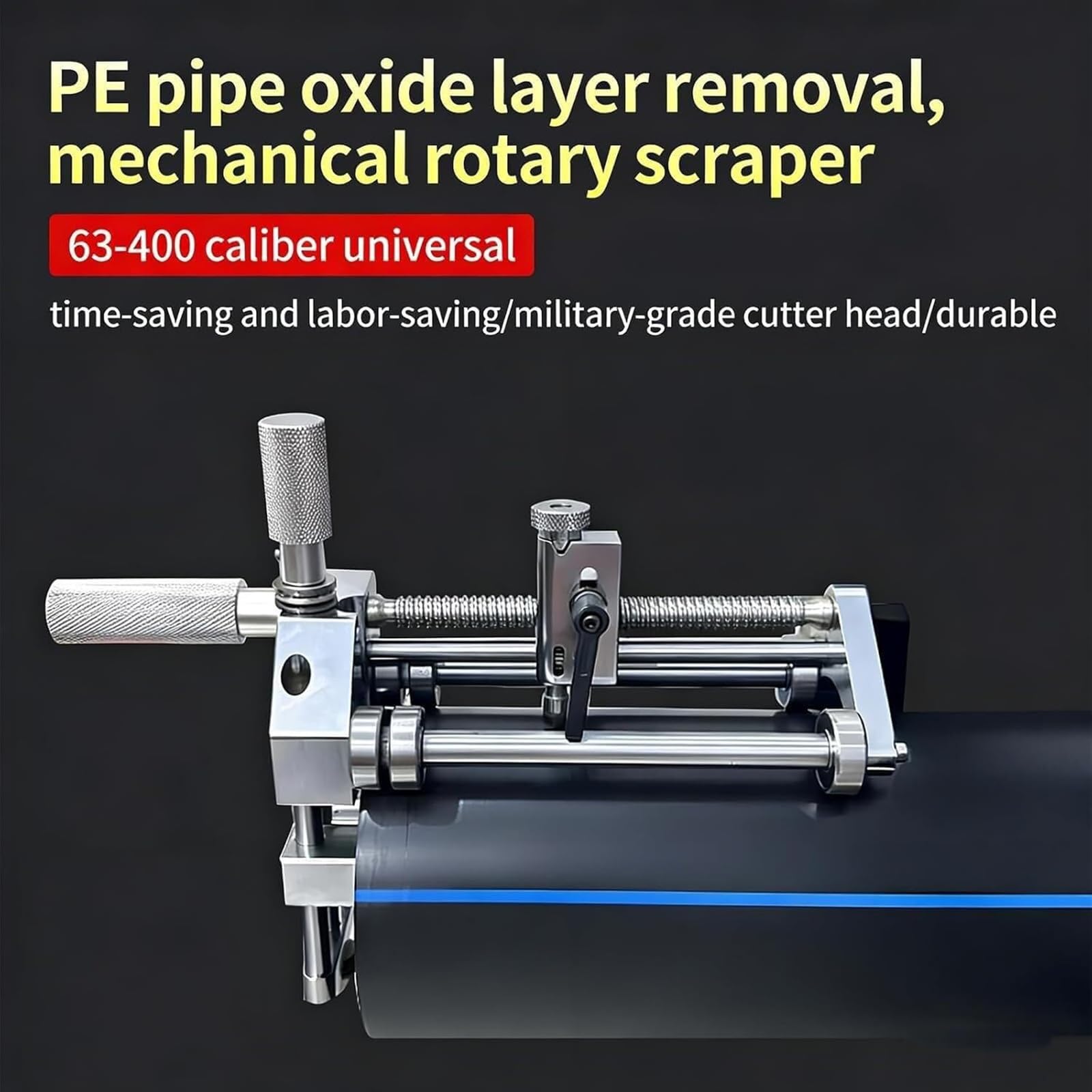 Rascador manual giratorio de tubos de polietileno, cepilladora de bordes de tubería de aleación de aluminio, 63-400 mm, para preparación de soldadura, herramienta profesional de tubos de plástico