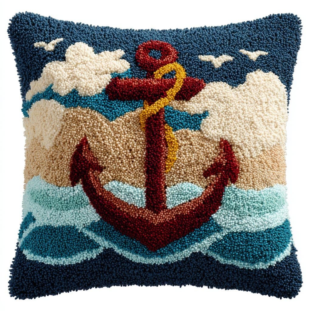 Wallustrioaw Latch Hook Cushions-A Latch Hook Cushion Kits Latch Hook Kit,Anchor