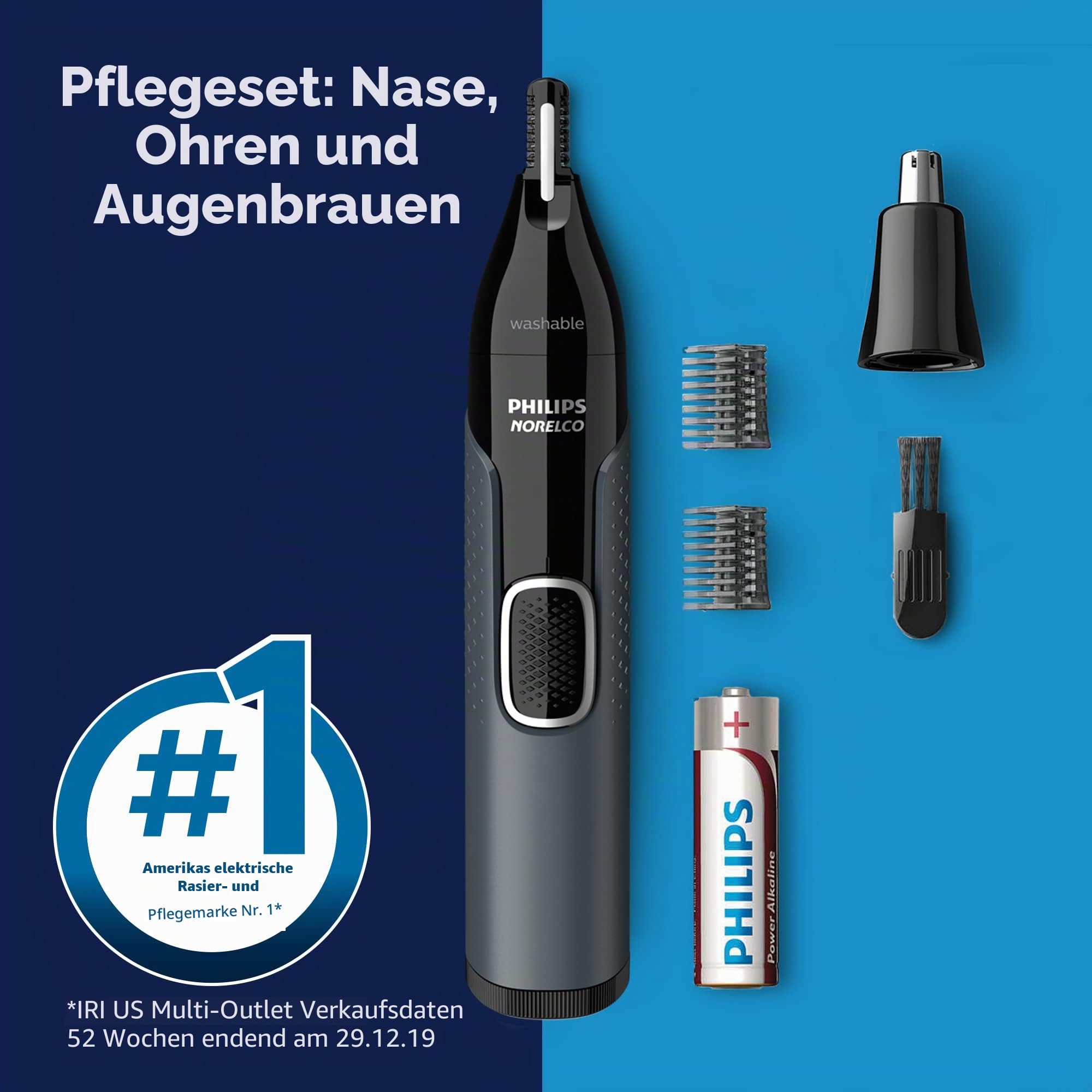 Norelco Philips NT3600/62 Nasentrimmer 3000, für Nase, Ohren, Augenbrauen,
