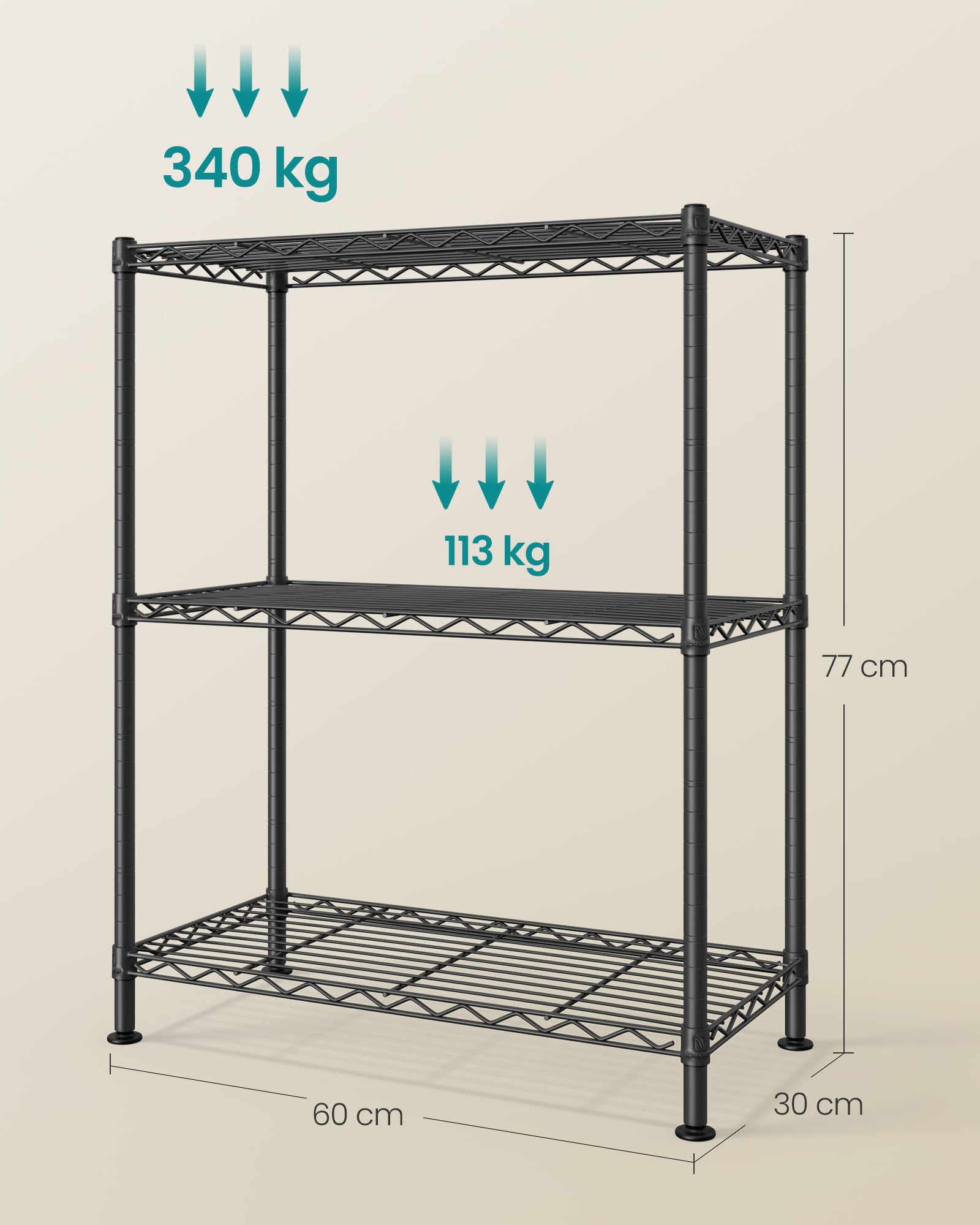Amazon｜SONGMICS スチールラック ラック メタルラック 3段 幅60cm 高