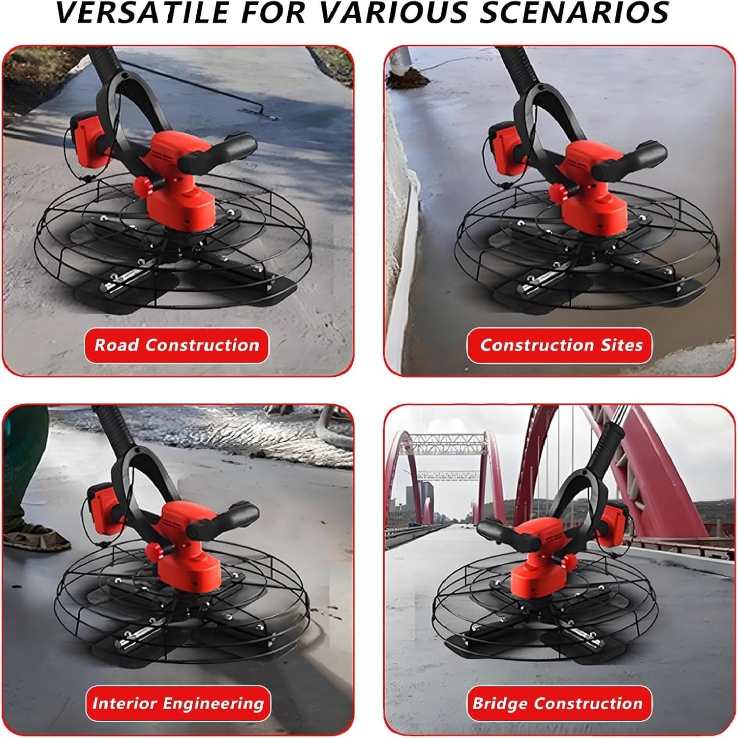 Truelle électrique autoportée, Outil de Finition pour mortier de béton et Ciment sans Fil à 6 Vitesses avec Double Alimentation, Batterie de 30 000 mAh pour Le lissage des Murs.