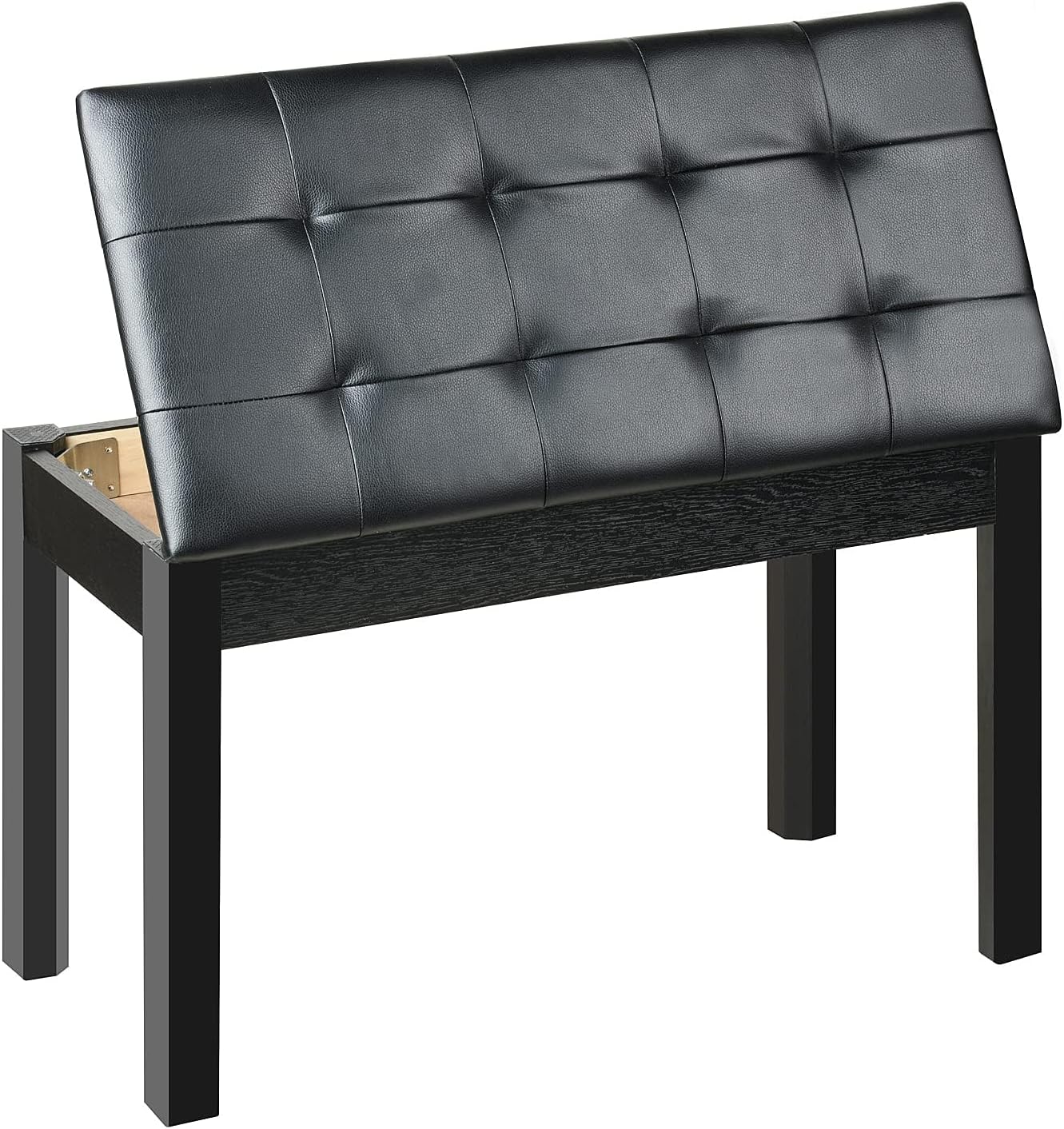 ZHRUNS Duet Piano Bench Wooden Keyboard Bench with Storage Compartment, 29'' Piano Chair Seat with Padded Cushion, Long Piano Stool Black