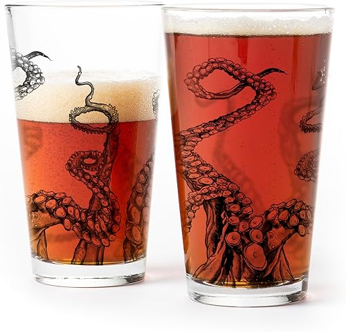 Black Lantern Juego de 2 vasos de pinta con temática natural, vasos de pinta en diseños únicos para entusiastas de la cerveza artesanal, juego de