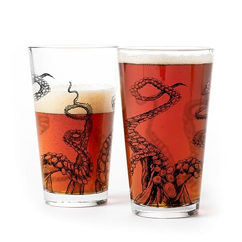 Black Lantern Nature Themed Pint Glasses Set of 2