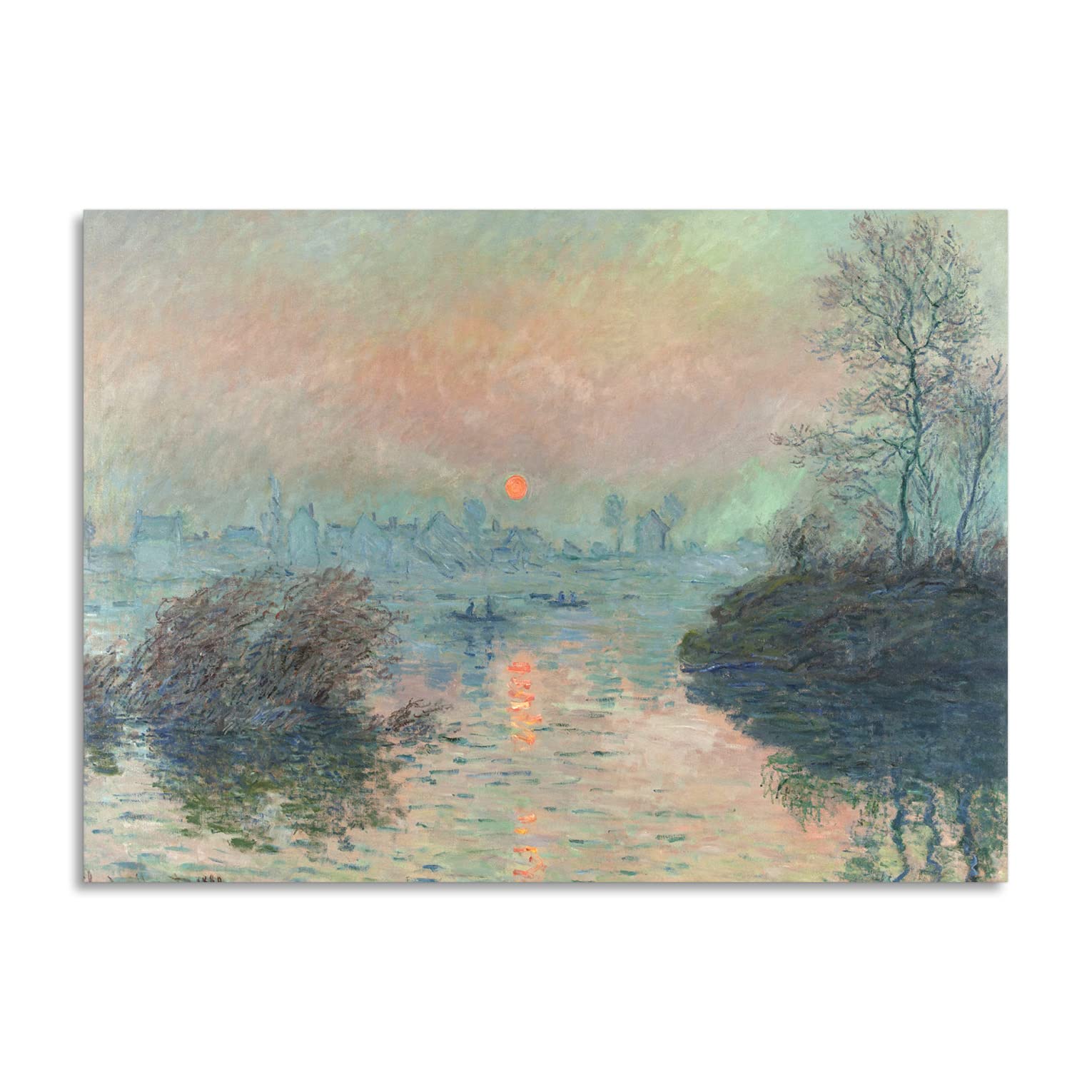 LuxHomeDecor Claude Monet - Sun setting on the Seine at Lavacourt Quadro Stampa su Tela con Telaio in Legno misura 120x90 cm