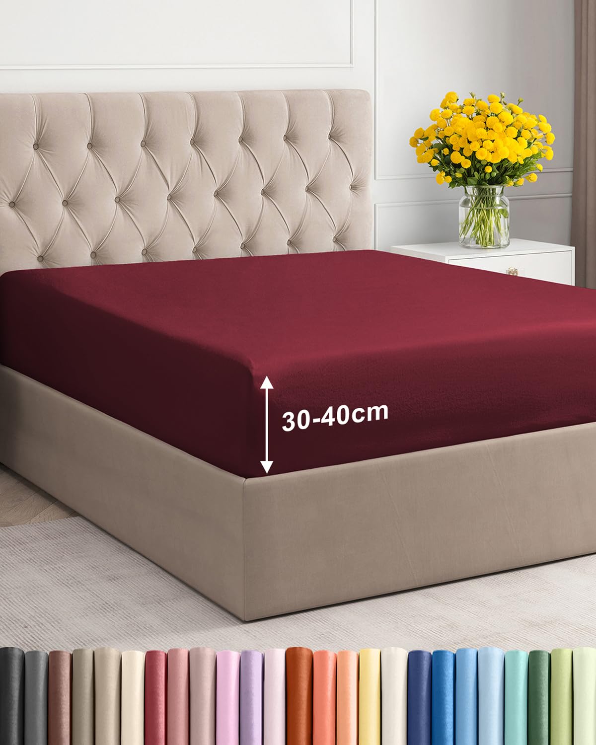 CGK Unlimited Spannbettlaken - Extra Tiefes Spannbetttuch für Matratzen bis 30 cm (12