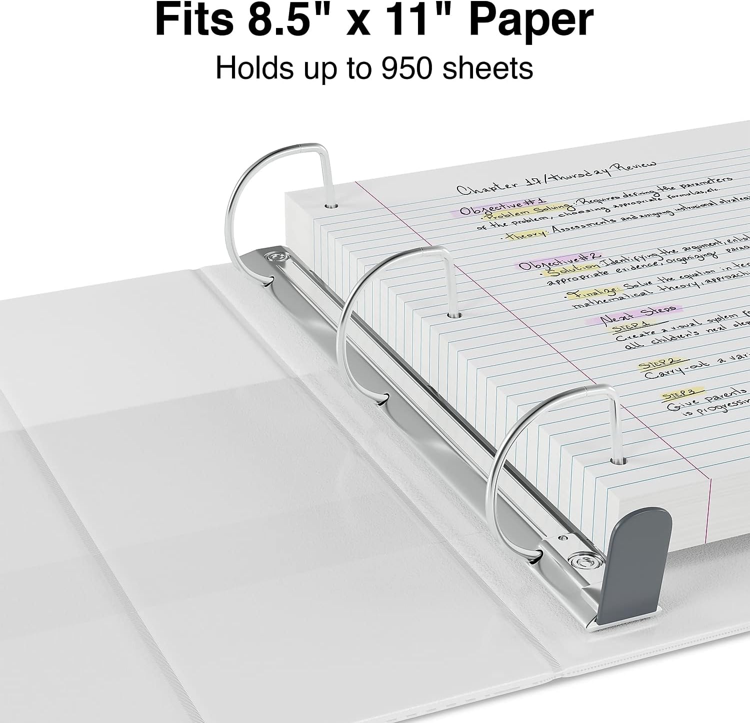 Staples Heavy-Duty 5-Inch D-Ring View Binder, Extra Large Capacity Holds Up to 1,000 Sheets, White, for Office & Archiving