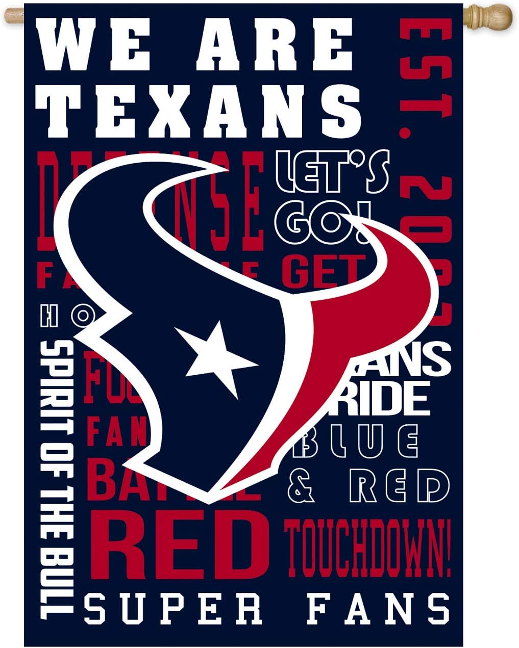 Team Sports America Houston Texans Fan Rules House Flag - 28 x 44 Inches