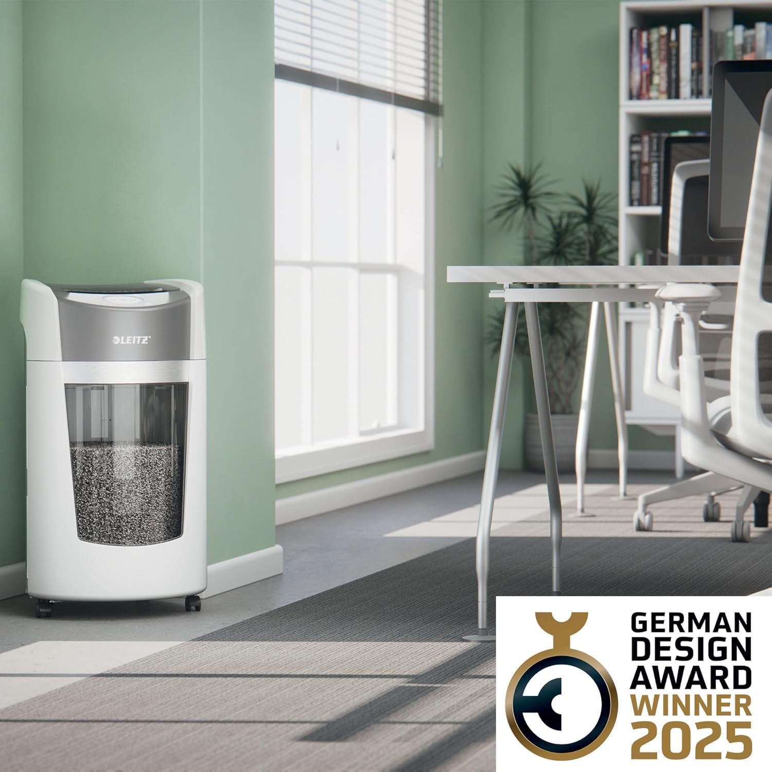Leitz IQ OptiMax Office P5 Distruggidocumenti Professionale a Taglio Micro, Distrugge 12-10 Fogli, Tecnologia di Rotazione del Cestino e capacità extra del 33%, Silenzioso, Cestino da 35 L, 83600000