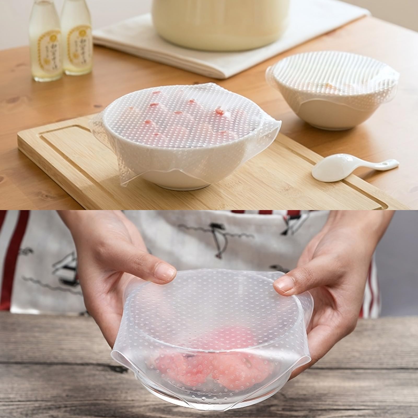 Coperture Elastiche Per Ciotole In PE (100 Pezzi) - 50x76 Cm - Riutilizzabili E Trasparenti Per Alimenti, Frigorifero, Picnic E Lievito Madre