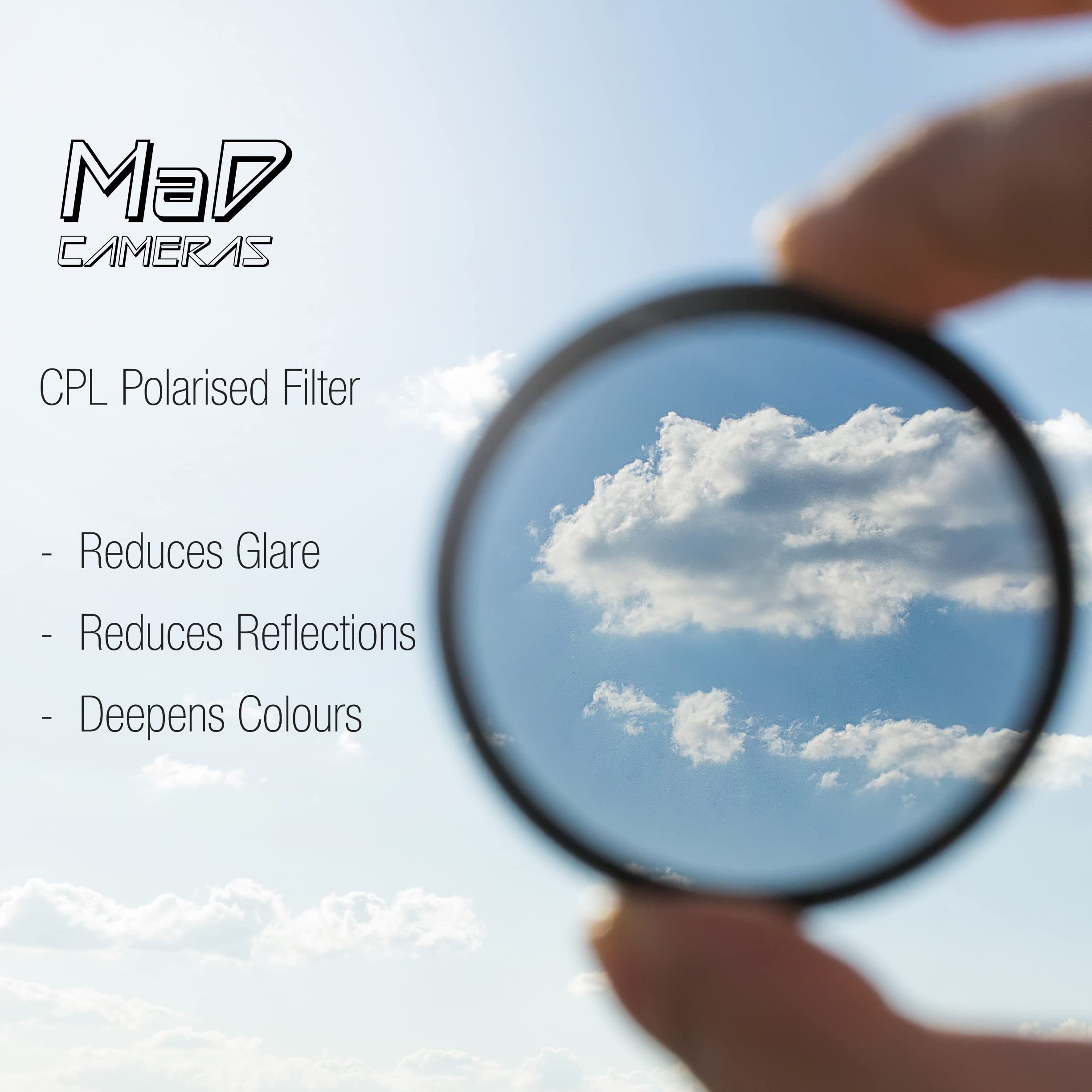 MaD Camera, 72mm CPL Circular Polarizing Camera Filter, Colour Saturation & Contrast Enhancement - Image 2