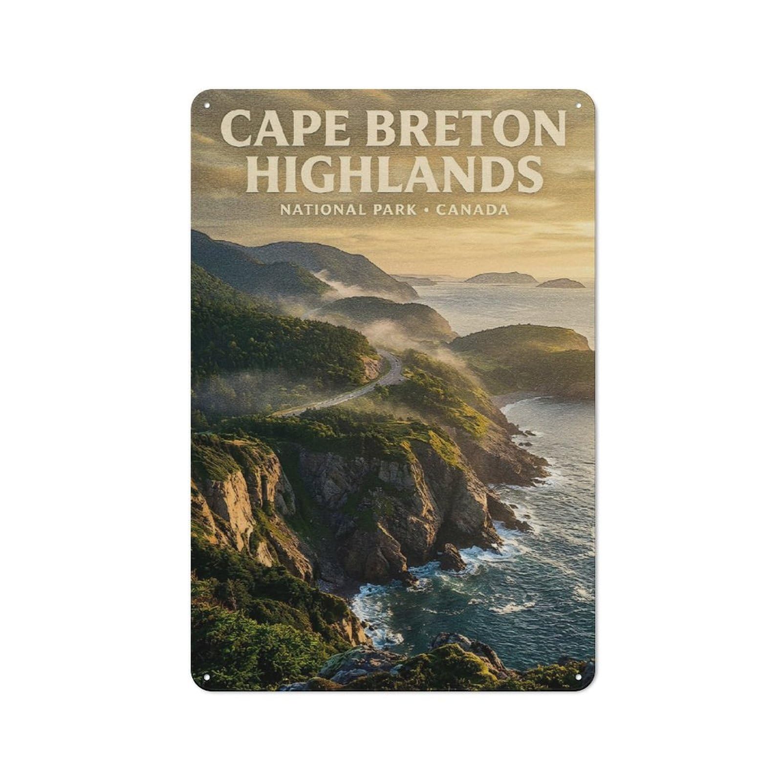 Junmoney Style-16 Tin Wall Plaque 30X20cm With Cape Breton Highlands National Park For Guest Room Or Hallway, For Garage, Workshop And Man Cave Decoration