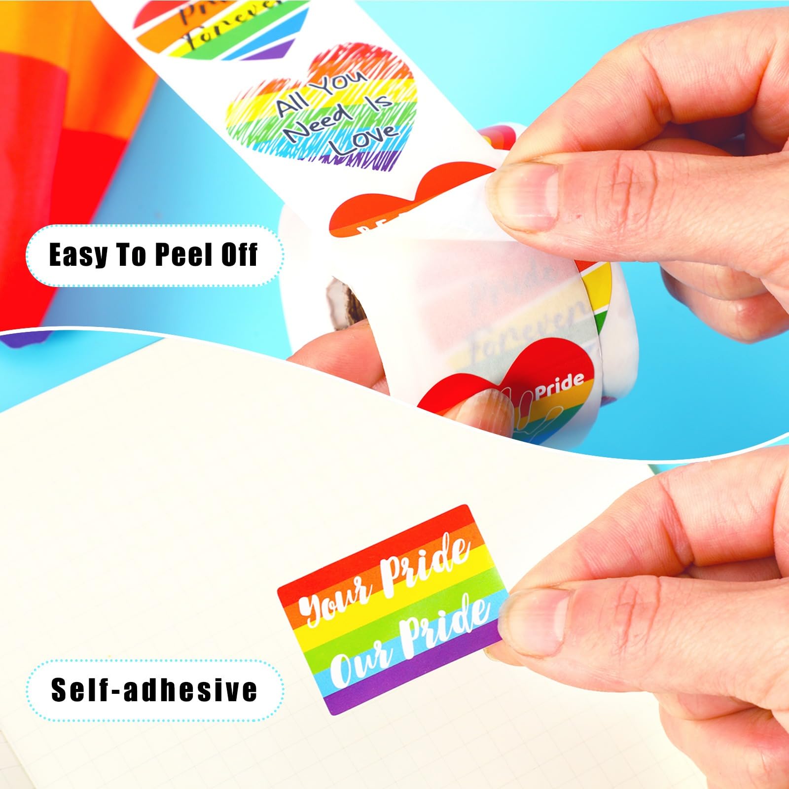 Snapklik.com : LGBT Pride Sticker, 600Pcs 2 Roll Pride Rainbow Flag ...