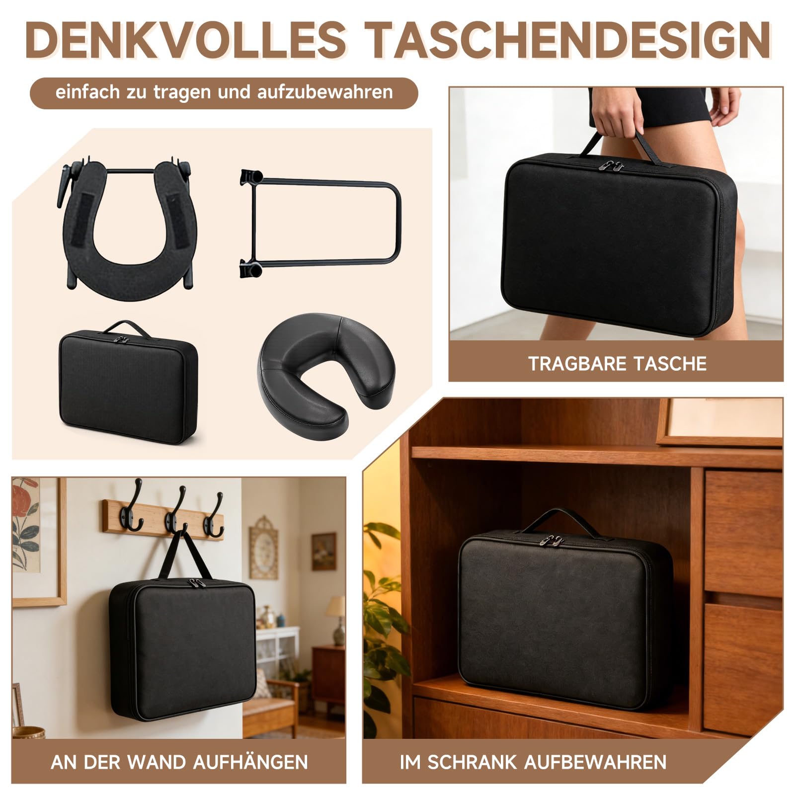 Massage Kopfstütze für Bett Höhe 14–45 cm, Ergonomische Massage-Kopfstütze & Massage-Kissen mit Gesichtsschlitz, kompatibel mit Massageliege, Massagetisch, Kosmetikliege, Kopf Massage Zubehör