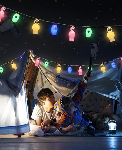 Miniatura 10 de AceList Guirnalda de 20 luces LED espaciales, decoración mágica de cohetes y astronautas  USB y batería para habitaciones de niñosniños, fiesta,