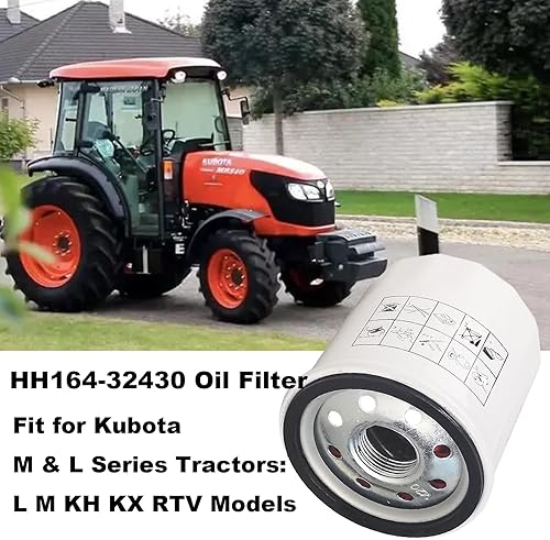Miniatura 3 de HH150-32430 Filtros de aceite para Kubota D722 D902 WG750 WG752 WG972 Grasshopper 321D 325 325D 329 432 721 721D 725 729 932 Tractores Reemplazar