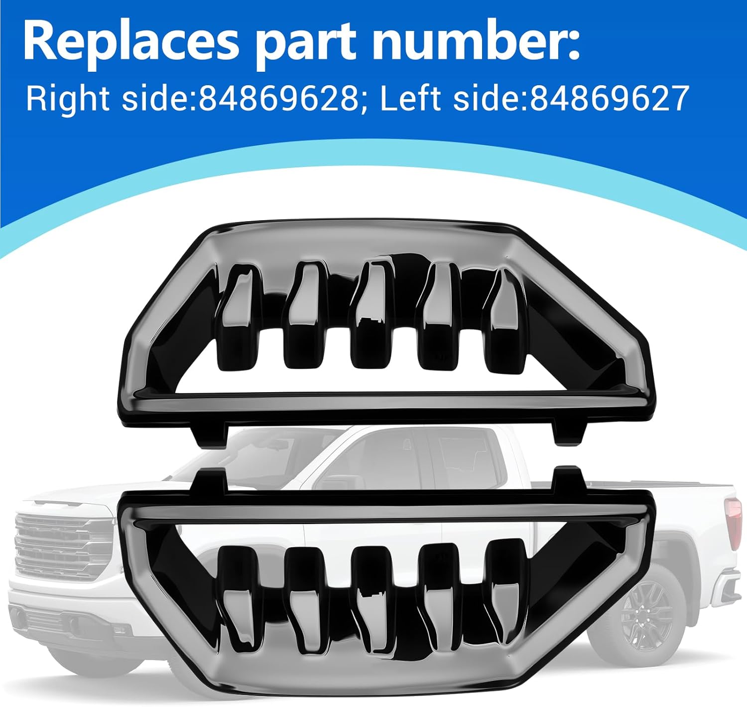 Bumper Grille Cover Air Duct Fits for 2022-2025 GMC Sierra 1500 84869628 84869627 (Left and Right Side)