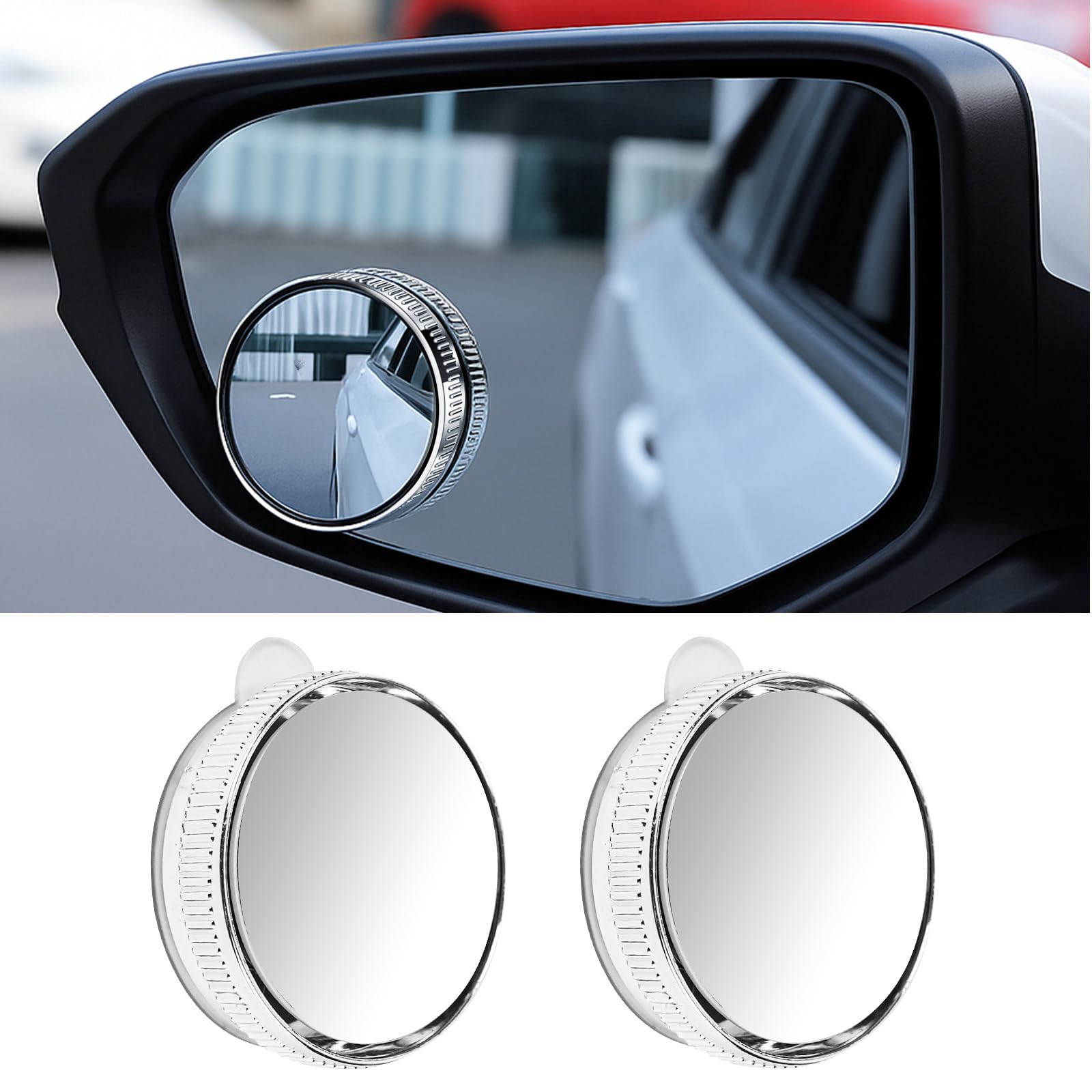 Ongfuwu 2PCS Blind Spot Mirror for Cars, Round HD Glass Car Blind Spot Mirror with Suction Cup, Convex 360° Wide Angle Side Rear View Mirrors,
