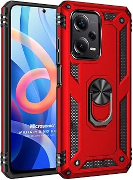 Microsonic Xiaomi Redmi Note 12 Pro+ 5G K l f Military Ring Holder K rm z  [Redmi Note 12 Pro+ 5G ile Uyumlu K l f - K rm z ]