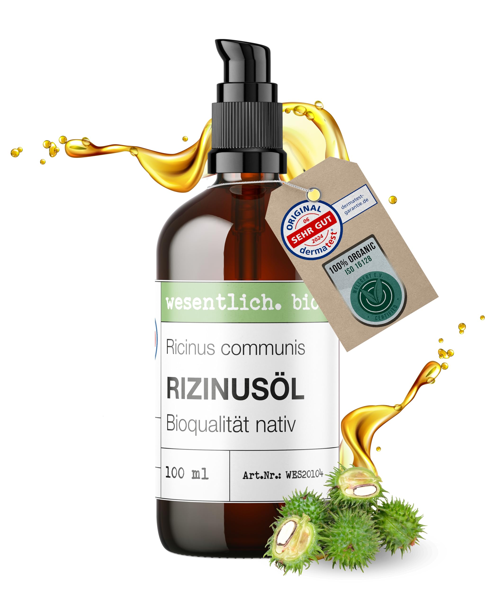 wesentlich. Rizinusöl BIO kaltgepresst 100ml | Vegan, Hexanfrei & Unraffiniert
