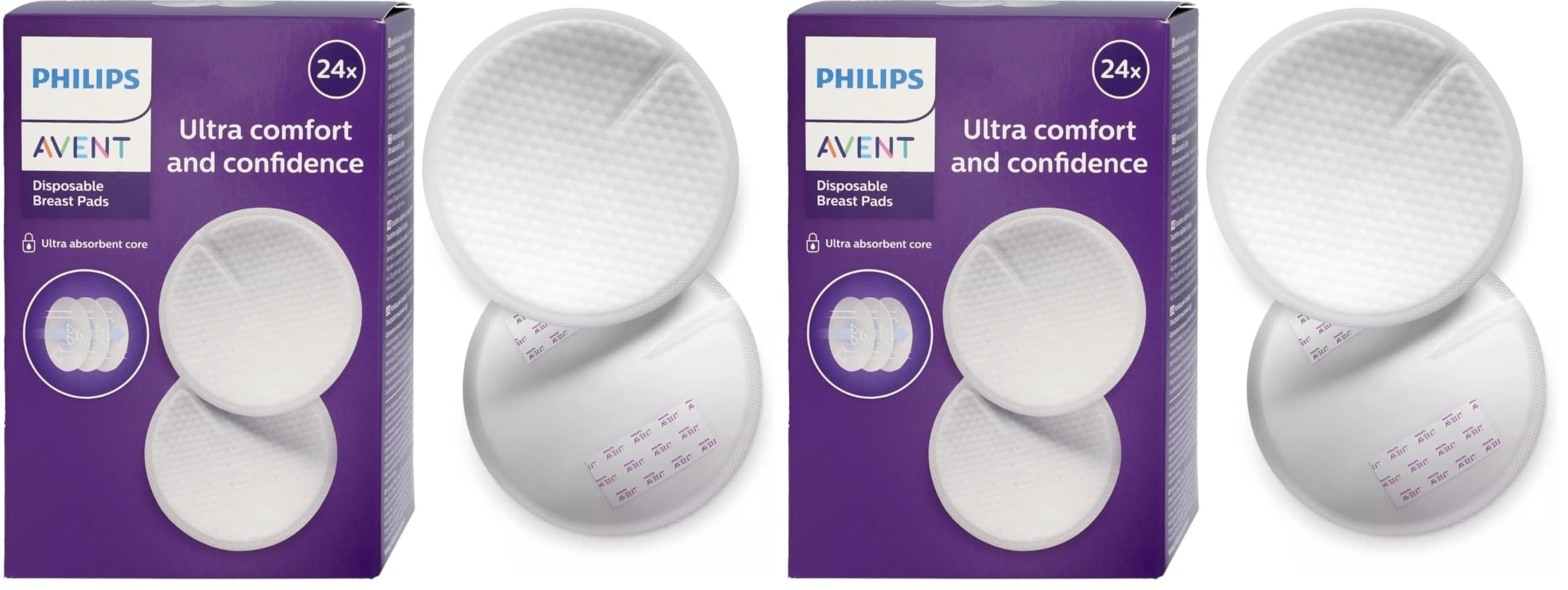 AVENT Philips Disposable Breast Pads, SCF254/24 Pack of 24, Transparant (Packung mit 2)