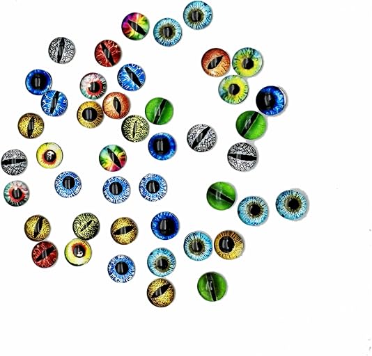 Julie Wang 100PCS 6MM Dragon Eye Glass Cabochons - for Artist Sculpture, Fantasy Crafting, Jewelry Making, DIY Art Supplies Findings