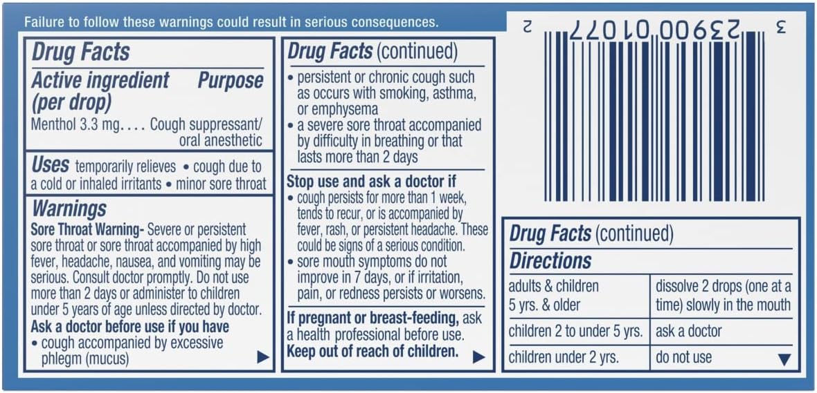 Vicks VapoDrops 20's Menthol - Case of 12