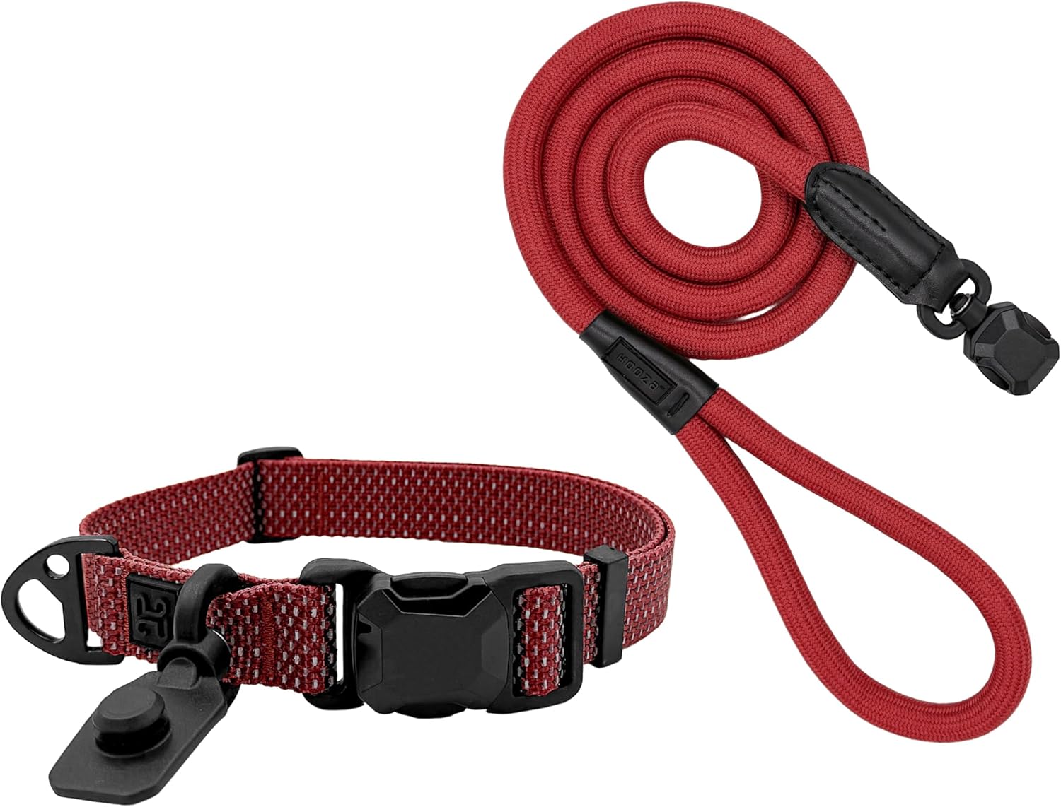 Magnetic Quick Clip: Collar w/Rope Leash,Red,Small