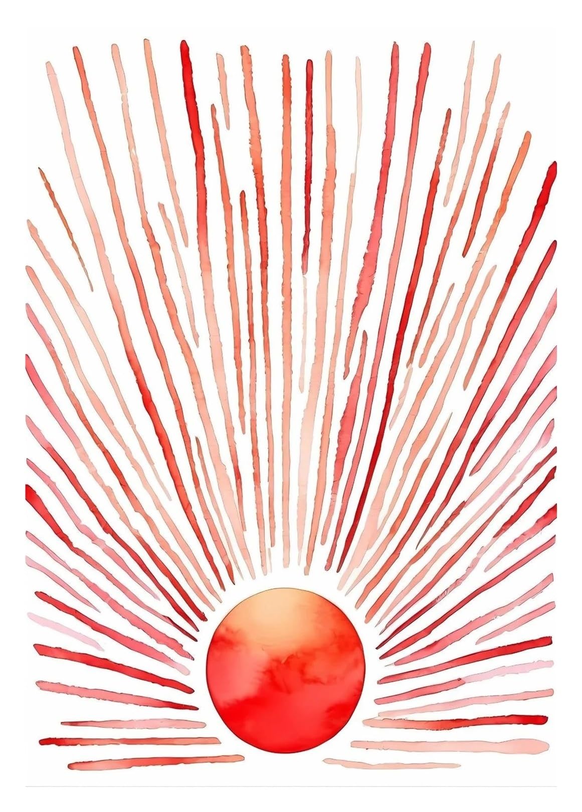 Tableau déco nature affiche minimaliste aquarelle soleil doré 50x70cm art mural moderne