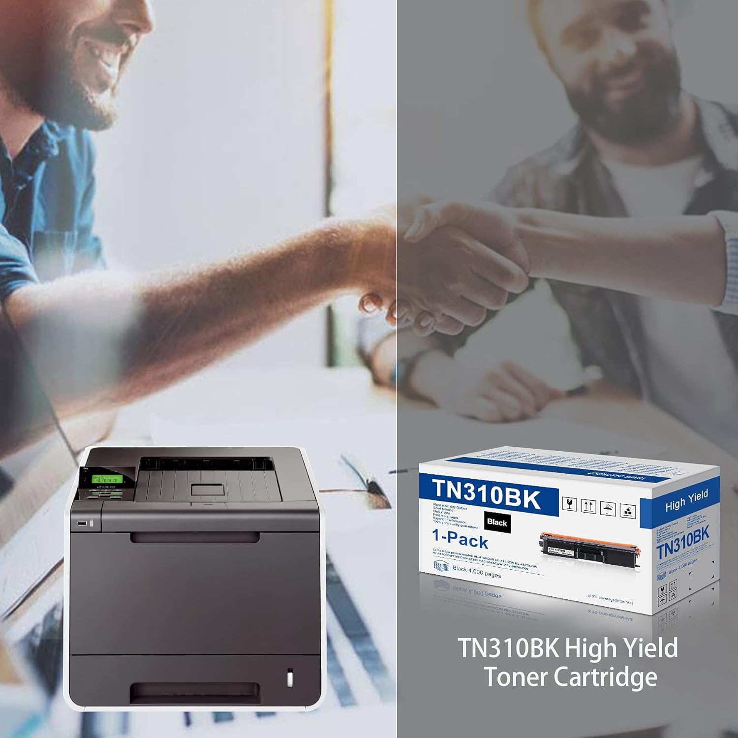 2-Pack TN-310BK TN310BK Toner Cartridge Replacement for Brother TN310 TN-310 Black Toner Cartridge to use with HL-4150CDN HL-4140CW HL-4570CDW HL-4570CDWT MFC-9640CDN MFC-9650CDW MFC-9970CDW Printer