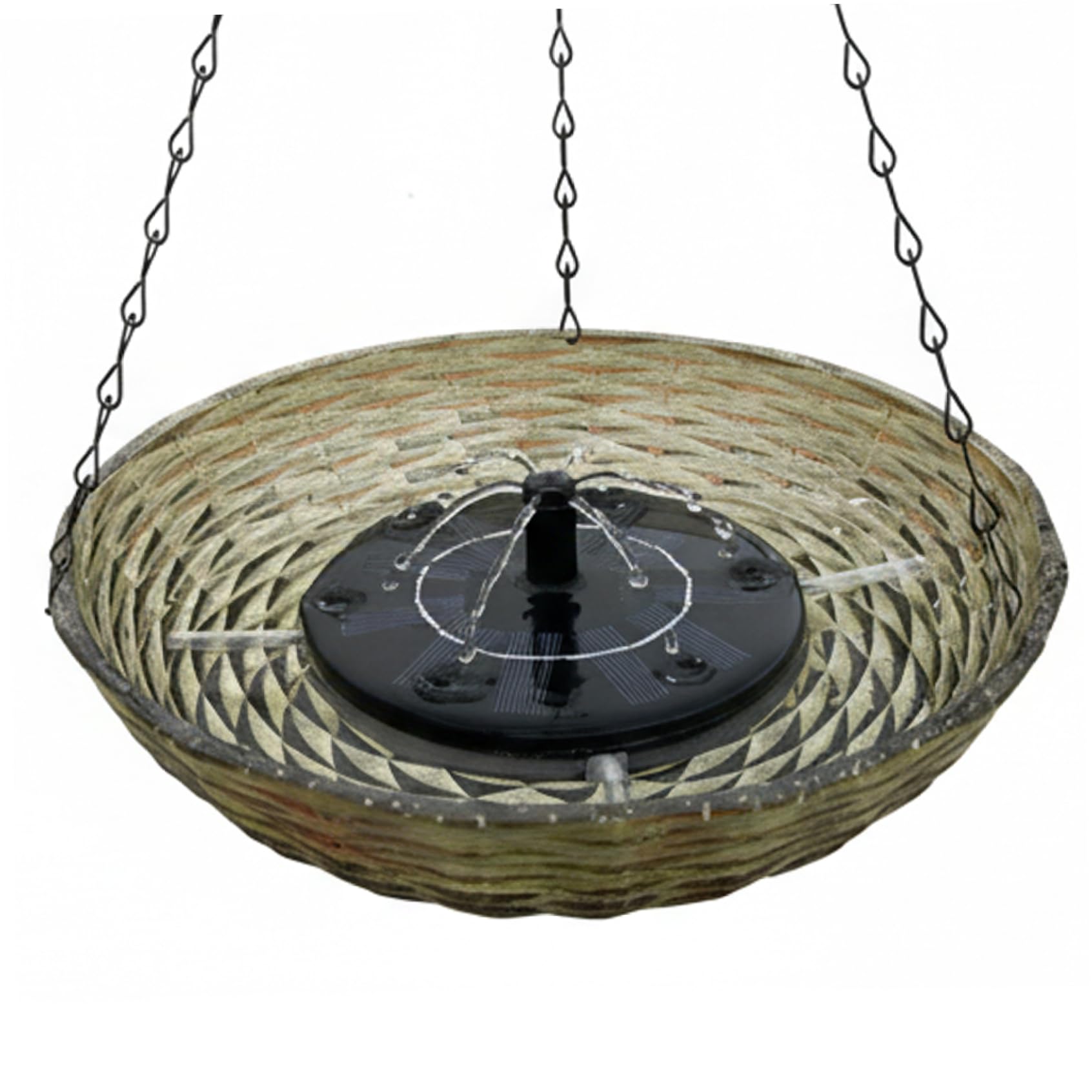 Fontaine d'eau pour oiseaux en plein air suspendue et durable coloris marron clair