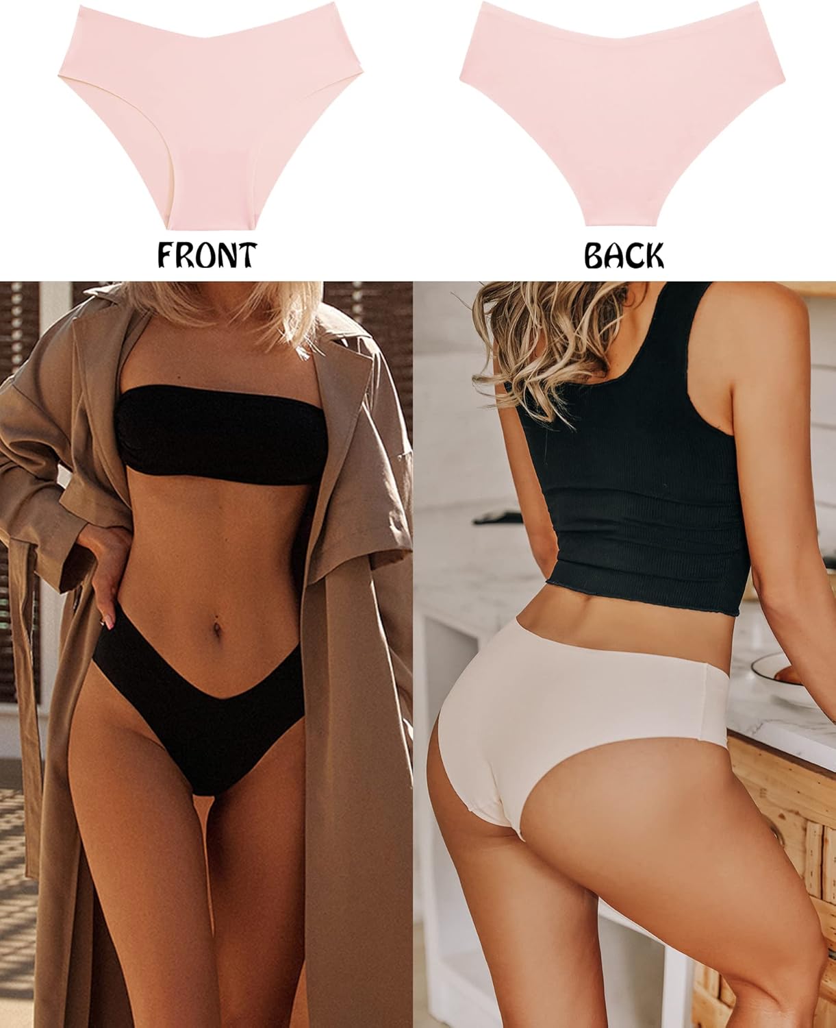 ROSYCORAL Women’s Seamless Bikini Panties Soft Stretch Invisibles Briefs No Show Hipster Underwear cheeky 9 pack XS-L - Image 4