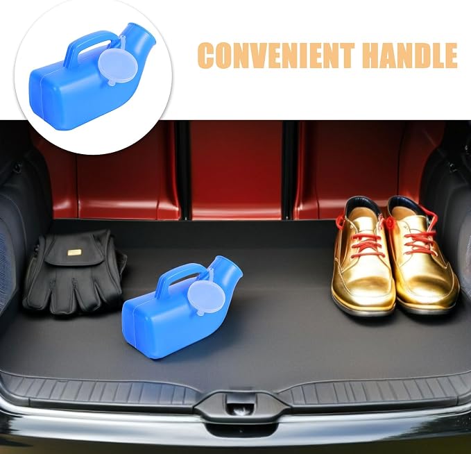 Ipetboom 3 unidades de orinales portátiles para hombres con tapa a prueba de derrames y asa, botellas de orina de plástico de 41 oz para emergencias en auto, adultos mayores y personas con discapacidad miniatura 3