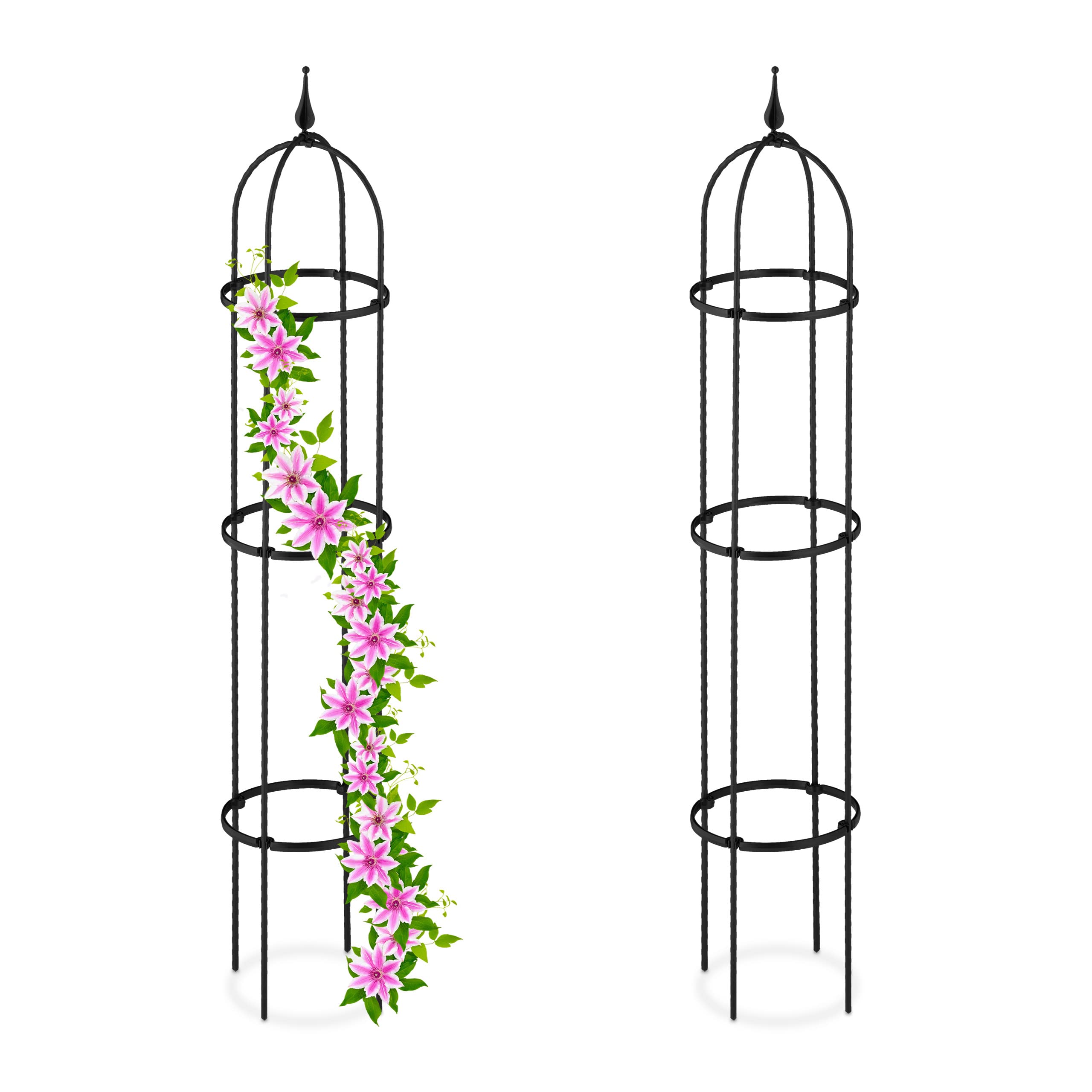 Relaxdays Supporti ad Obelisco per Rampicanti, Set da 2, Alti 200 cm