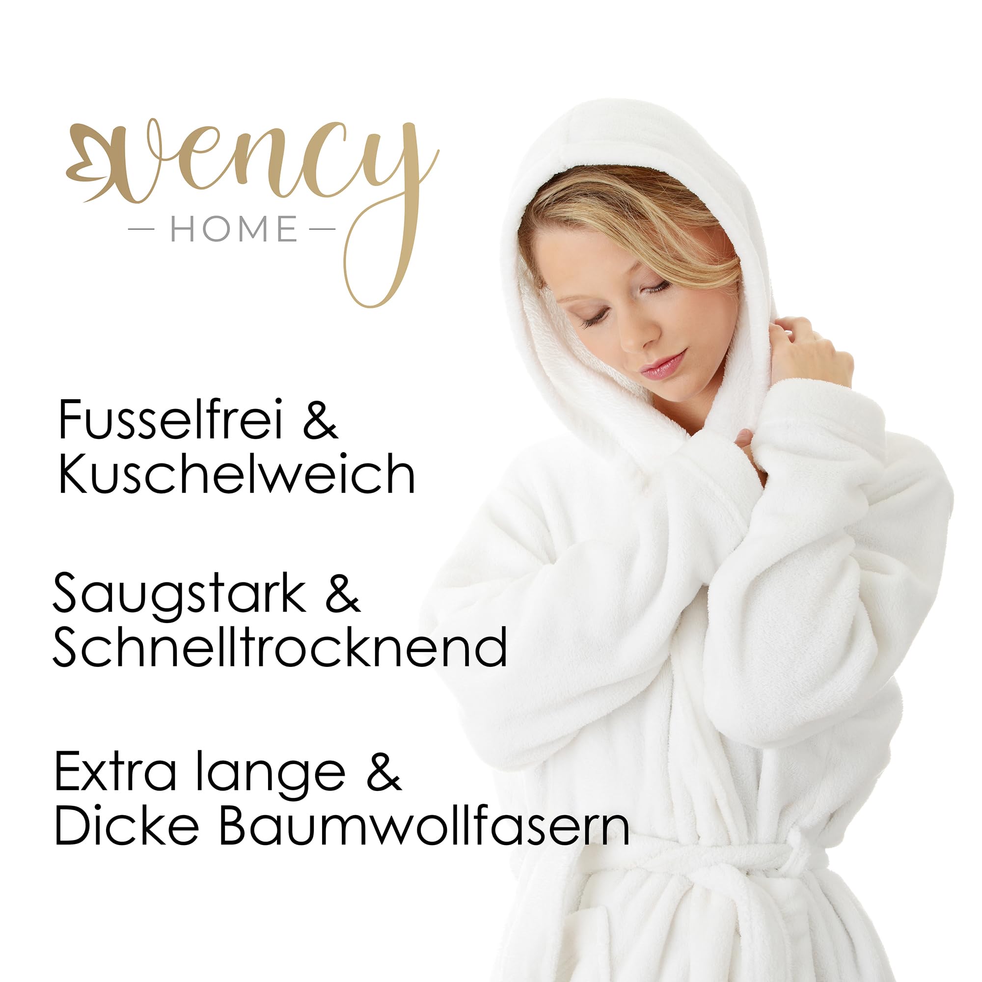 Vency - Luksusowy szlafrok kąpielowy z kapturem, 100% bawełna, miękki i chłonny – idealny do spa i domu, dla kobiet i mężczyzn, beżowy, XL