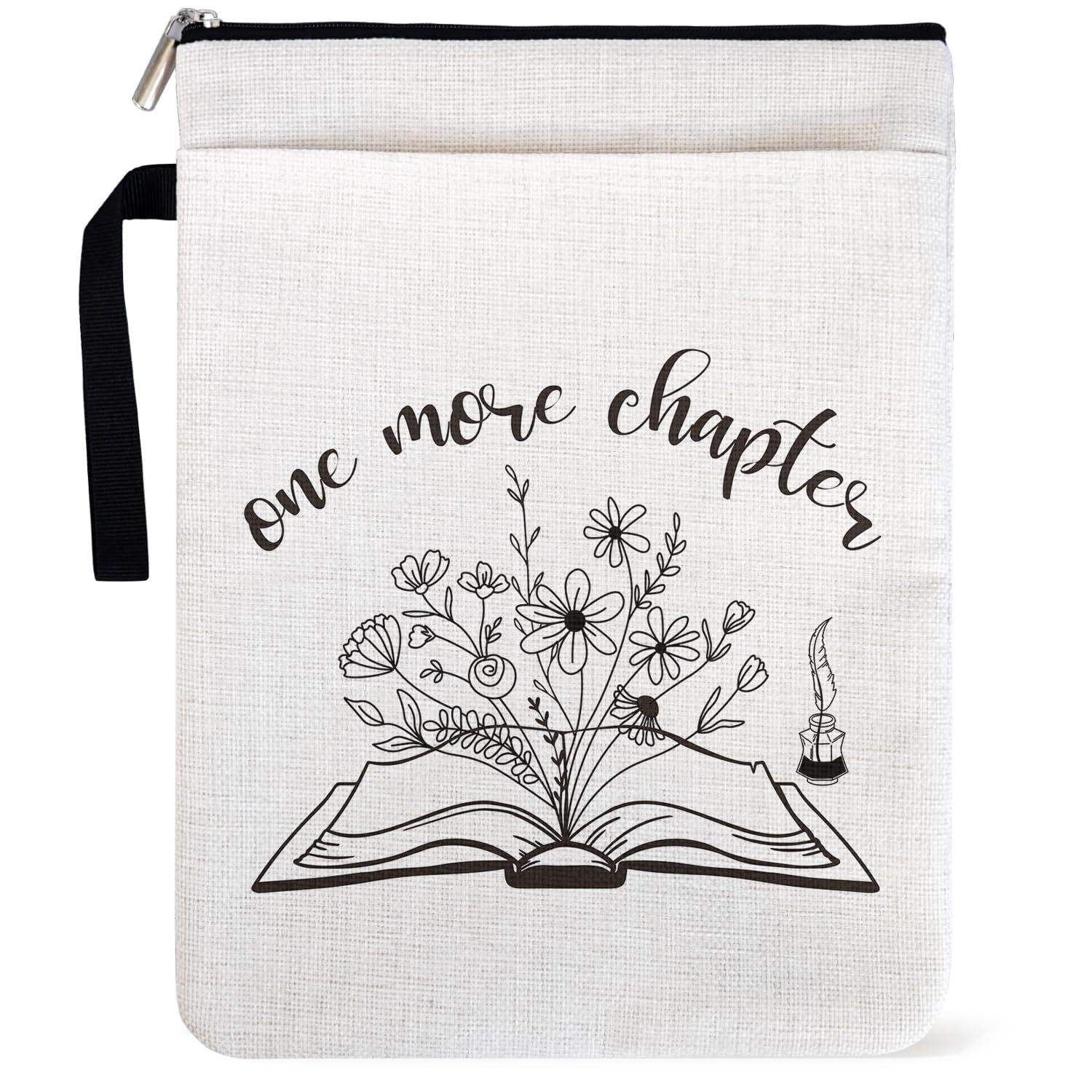 Book Sleeve for Book Lovers, Just One More Chapter Paperback Sleeve with Zipper and Front Pocket for Librarian Lovers, Book Cover for paperbacks 9 x