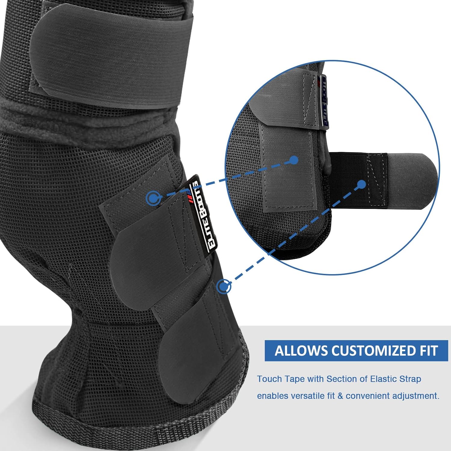 Harrison Howard Horse Fly Boots Perfect Contoured Fit Leg Guards Dense Mesh Boots with Ventilated Comfort Reliable Protection from Summer Elements Set of 4 Classic Black L