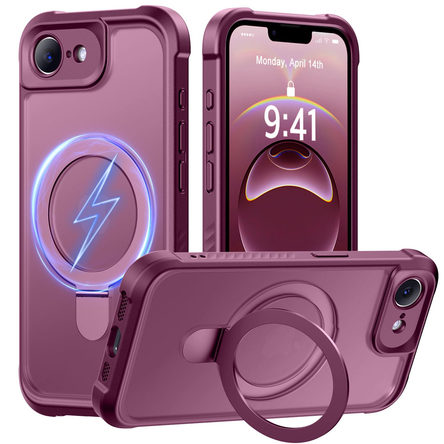 MOCCA Magnetic for iPhone 17e Case with Stand,Wine Red