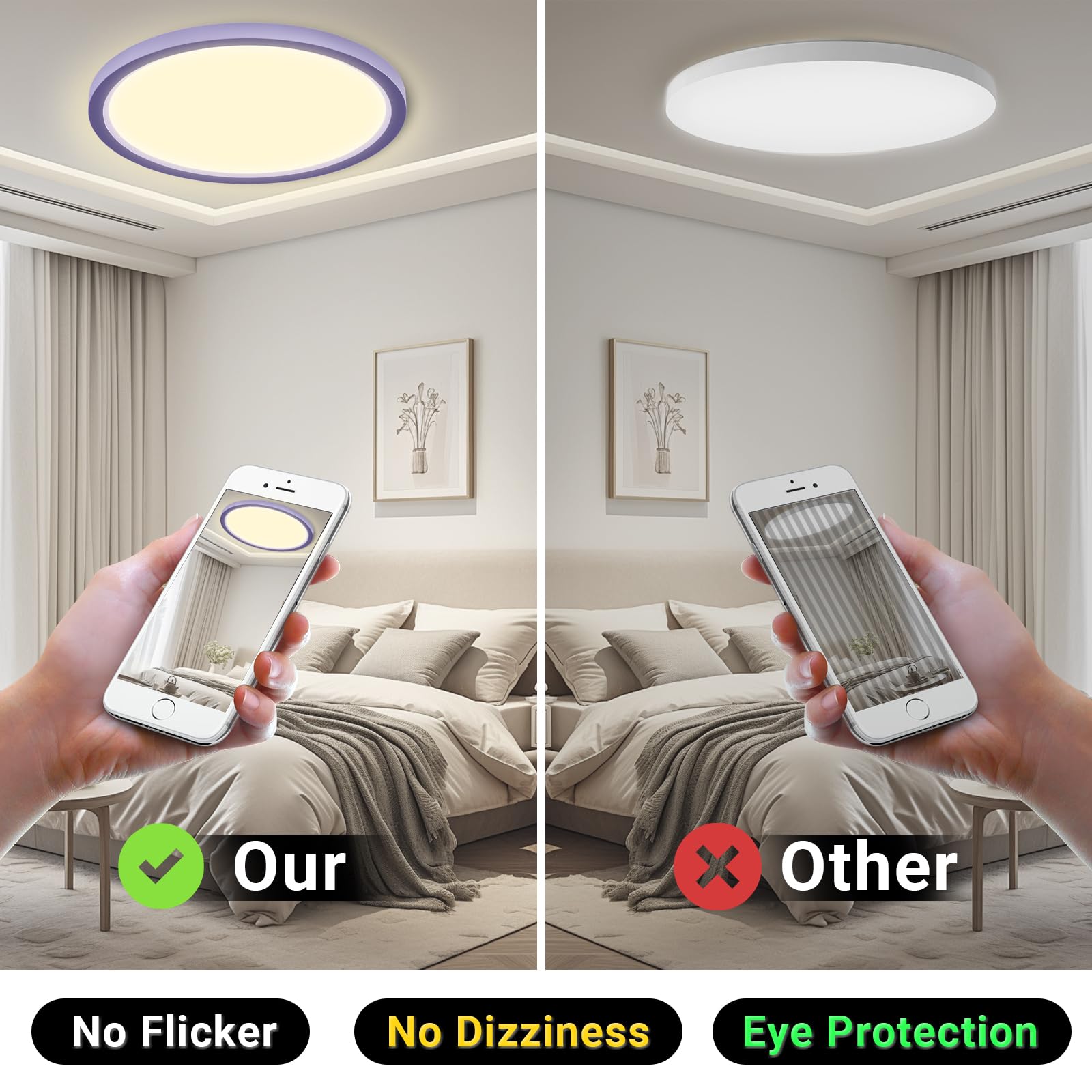 LQWELL® Plafoniera Lampada da soffitto a LED, Lampada da bagno impermeabile IP44 Rotonda Piatta 18W 3000K 1600LM Sottile per Soggiorno Bagno Camera da letto Cucina Seminterrato Ufficio, 220 * 24mm