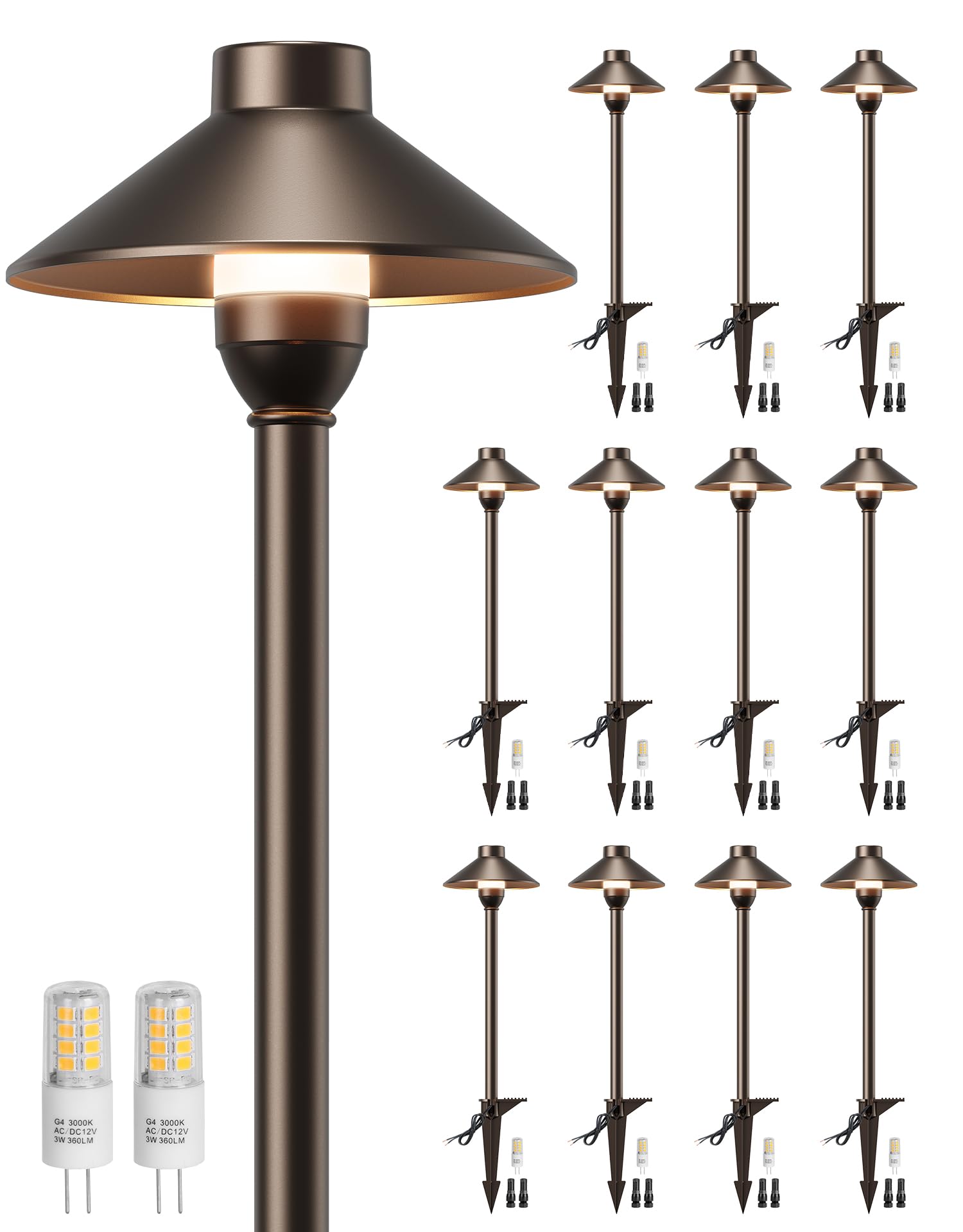 LIGHTING ARUT FALF FEGERENEPIN フェゲレネピン PARTPHONER Low Voltage Landscape Lighting 12-Pack, Aluminum 12V