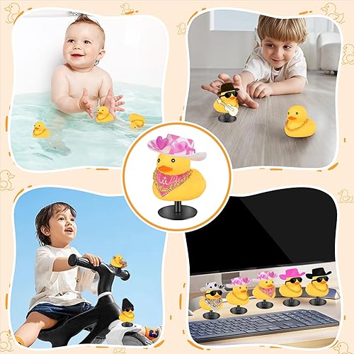 Miniatura 62 de Patos de goma con soporte de enchufe de pato, patos de automóvil para tablero de instrumentos, pato para decoración de Jeep y automóvil, divertido