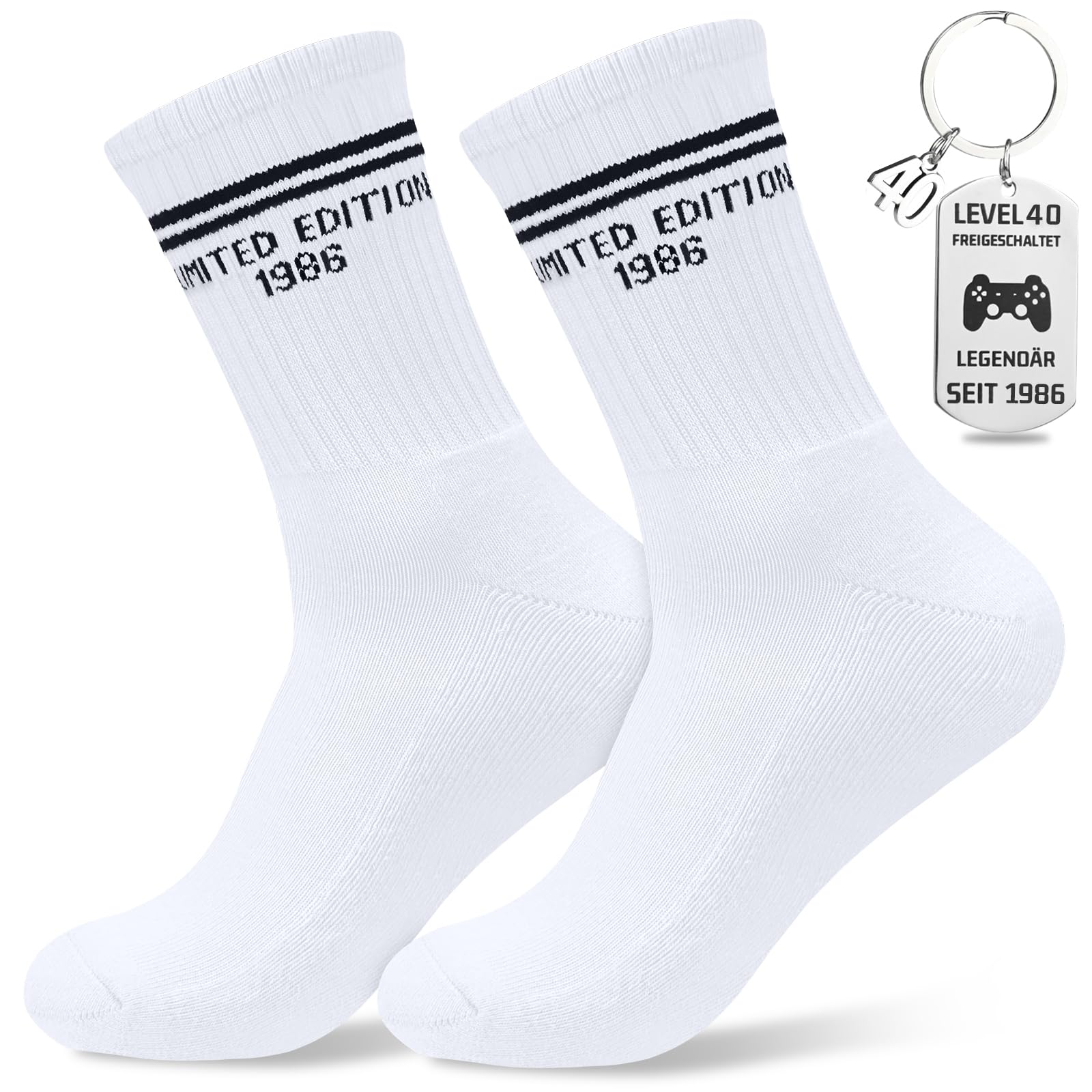 Smlper 16 18 30 40 50 Geburtstag Geschenke, Lustige Socken Geburtstagsgeschenk, Geburtstag Socken Und Schlüsselanhänger, Geschenk Baumwolle Tennissocken für Teenager Männer Frauen Frauen