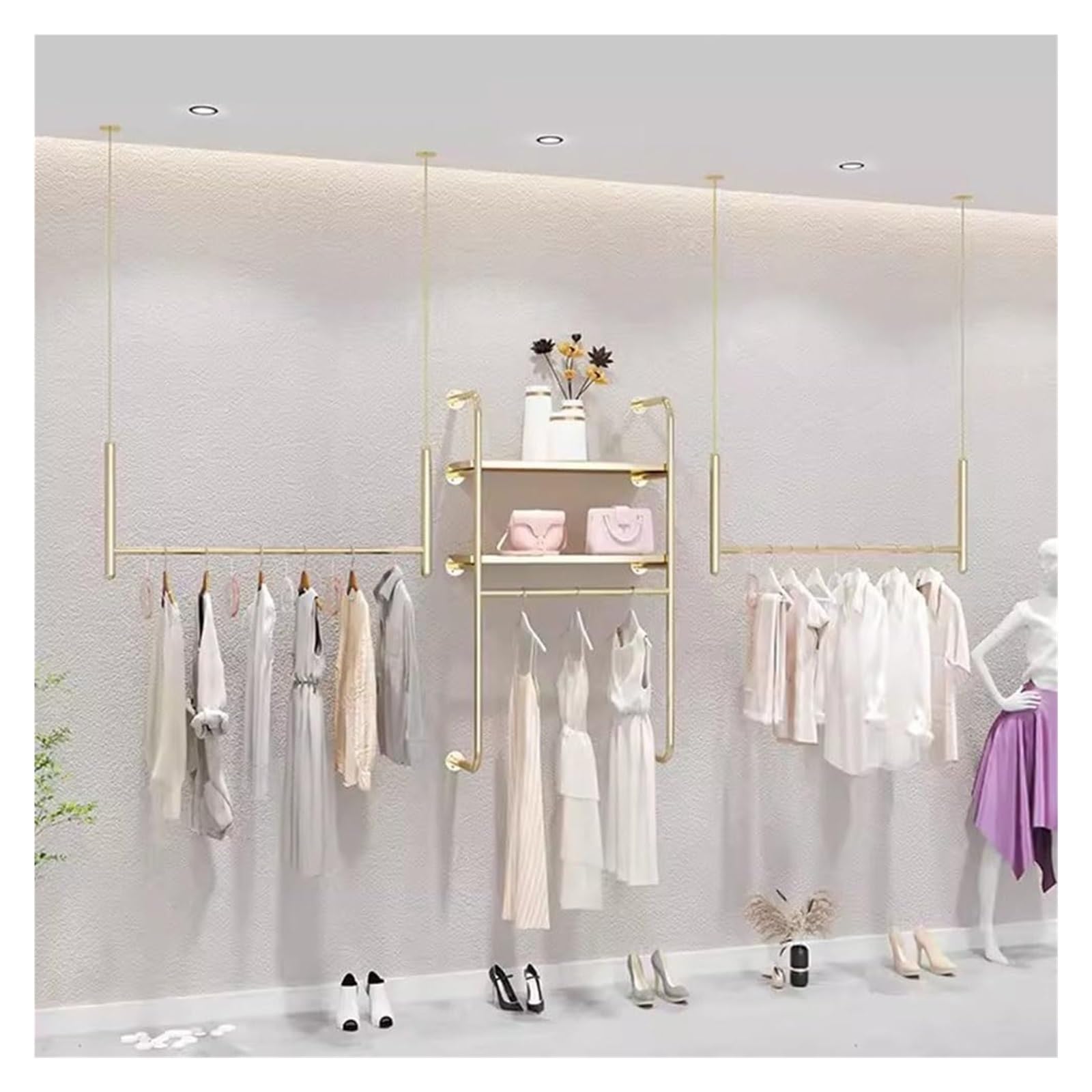YYLMKMFC-AE Clothes Rail Garment Rack Height Adjustable Ceiling Clothing, Stainless Steel Hanging Organizer Space-Saving Rod Store(80cm/3PCS)
