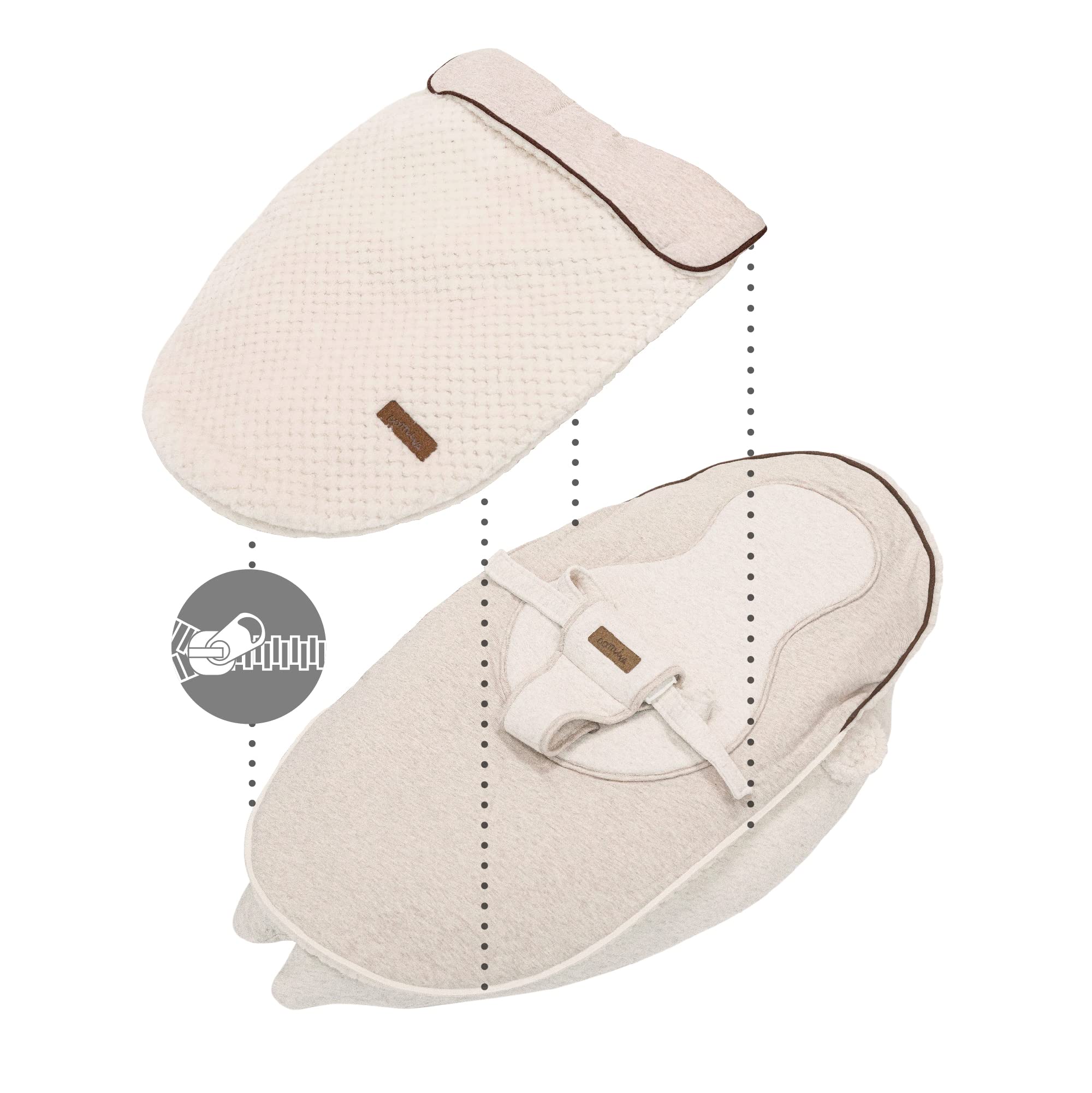 Domiva 2100051 - Cojín de Lactancia multifunción 4 en 1 Suave Nova Beige único cojín de 202 cm (40 x 75 x 22 cm)