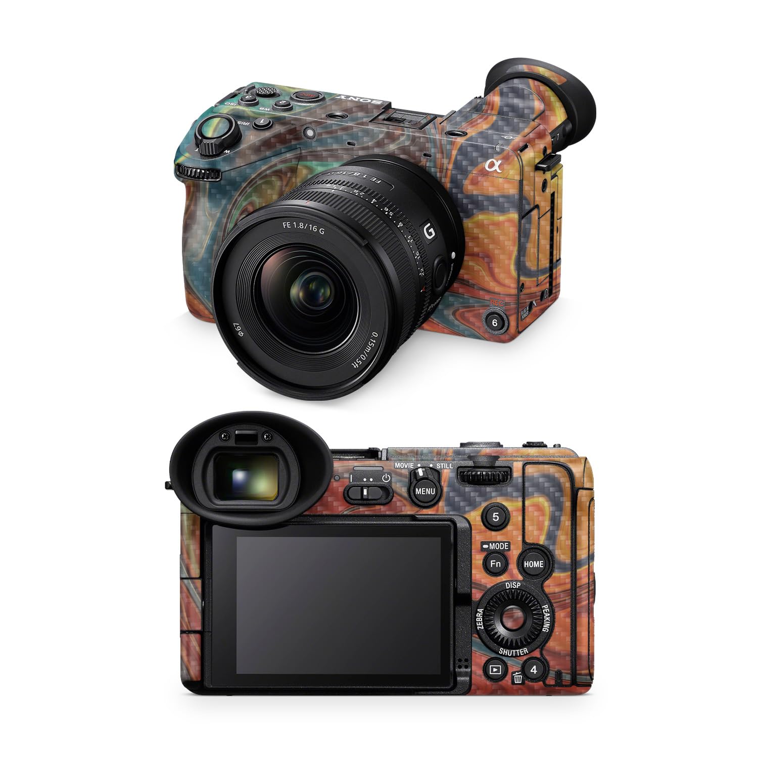 Carbon Fiber Camera Skin Compatible with Sony FX2 Digital Camera (2025) - Lava Water - Premium 3M Vinyl Protective Wrap Decal Cover - Easy to Apply | Crafted in the USA by MightySkins
