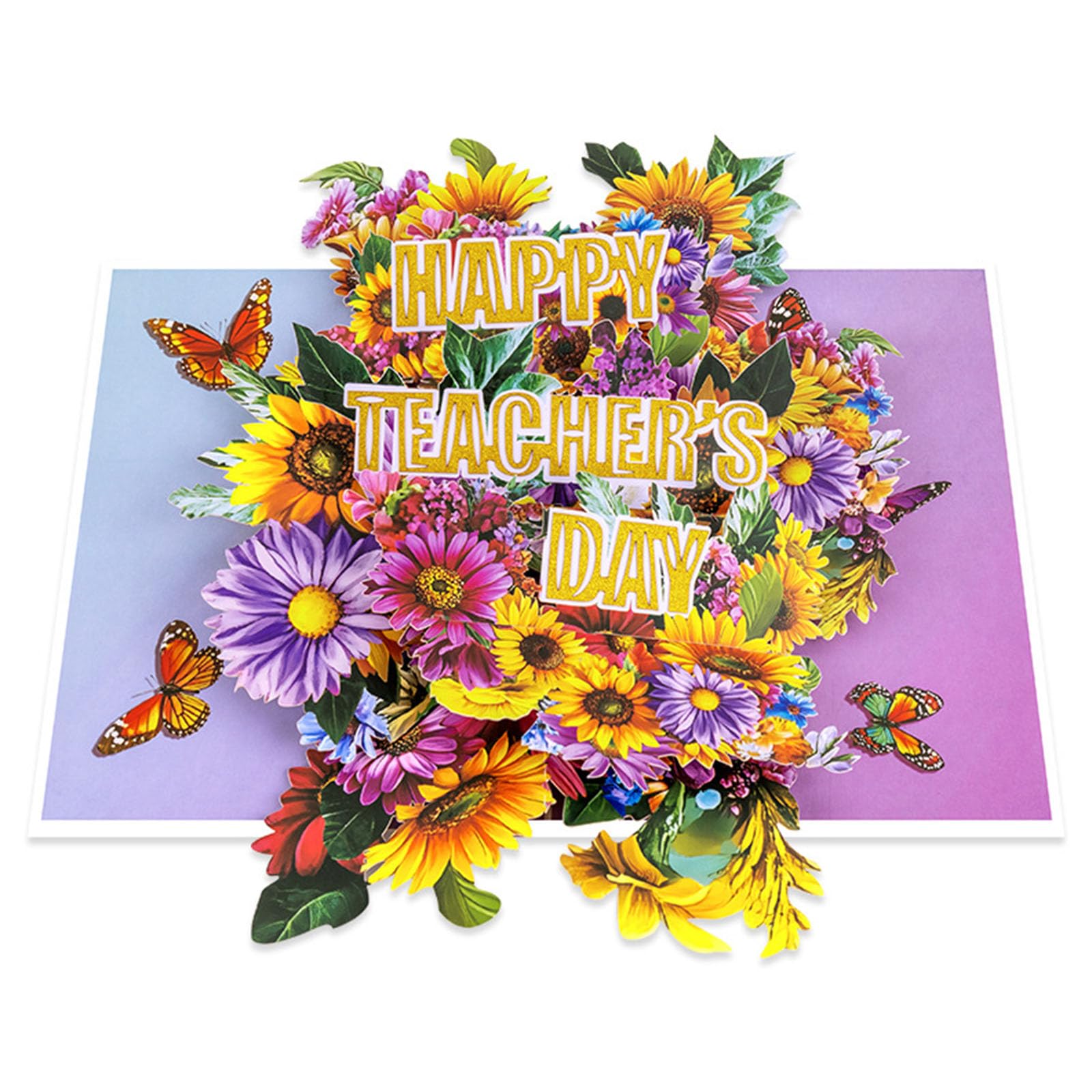 Kalttoy Recyclable Flower Greeting Card for Teacher Appreciation Day with Customizable Message Space Permanent Celebration Card