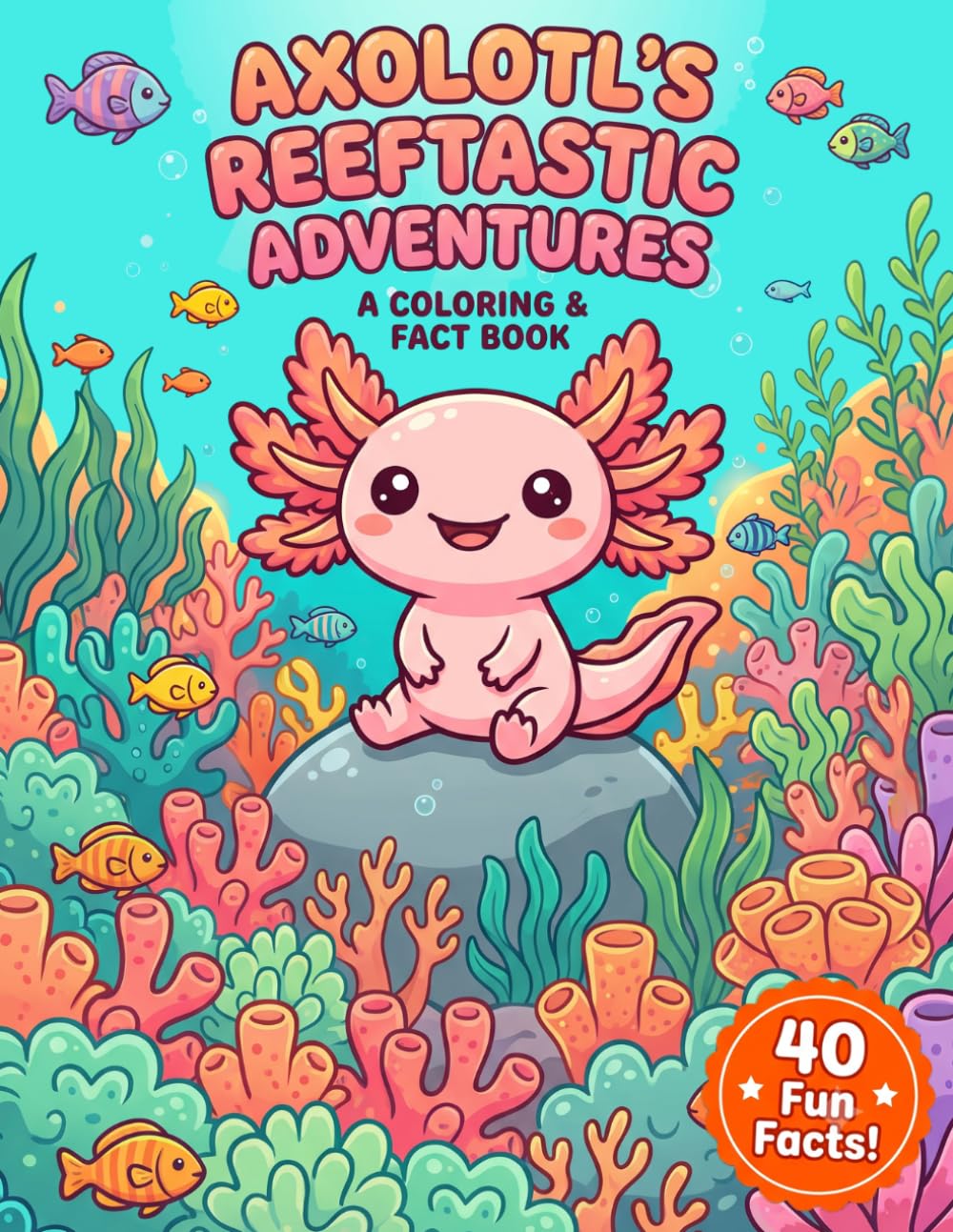 Axolotl Coloring Book for kids: Cute, Kawaii-Style Coloring Pages with 40 Fun Axolotl Facts for Kids