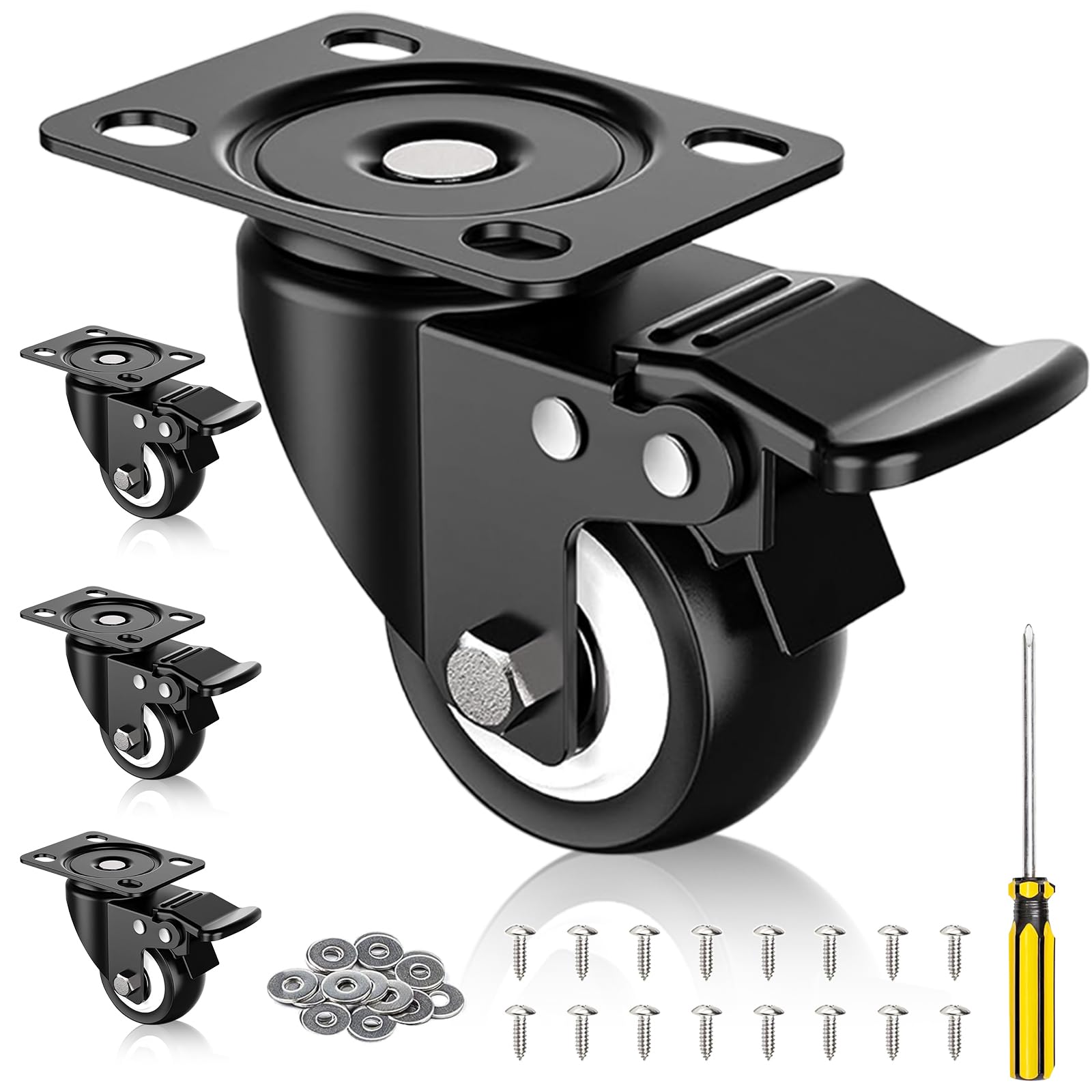 Rueda Giratoria De Acero Con Frenos - 6x2 Pulgadas, Capacidad 1200 Lbs, Para Cajas De Herramientas O Carros