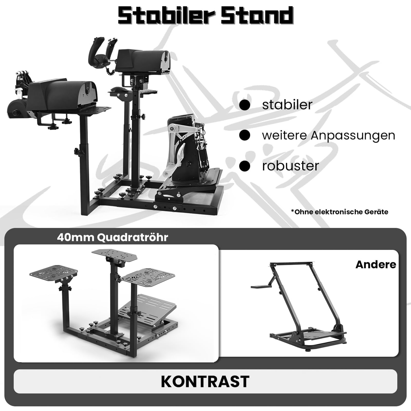 Dardoo Flugsimulator-Ständer passend für Thrustmaster Hotas Warthog, Logitech G25 G27 G29 G920, verstellbarer Lenkradständer