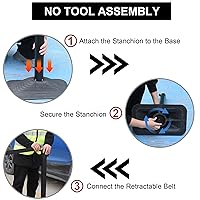 Vista 4 de OangeStar - Paquete de 4 soportes comerciales de control de multitudes con cinturón retráctil de 10 pies, barreras de cola resistentes para eventos